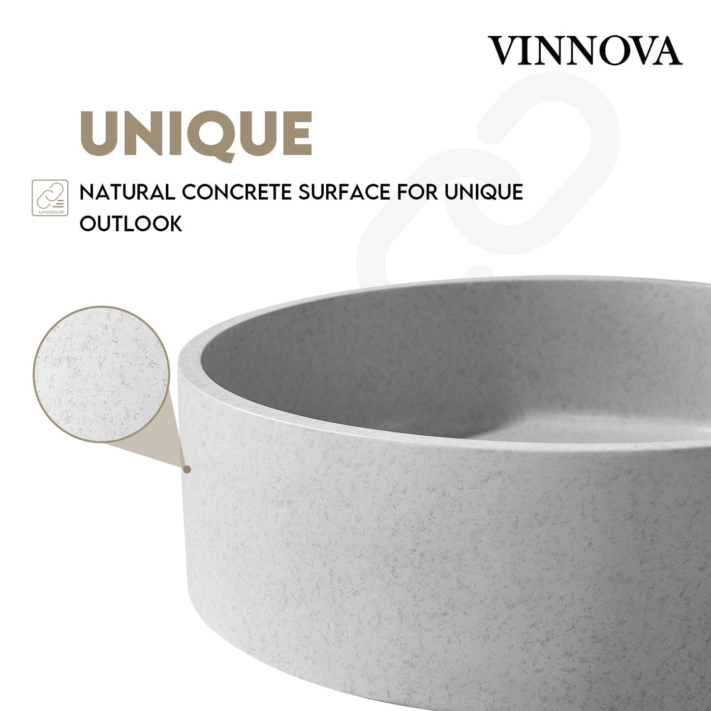 Moguer Grey Concrete Circular Vessel Bathroom Sink