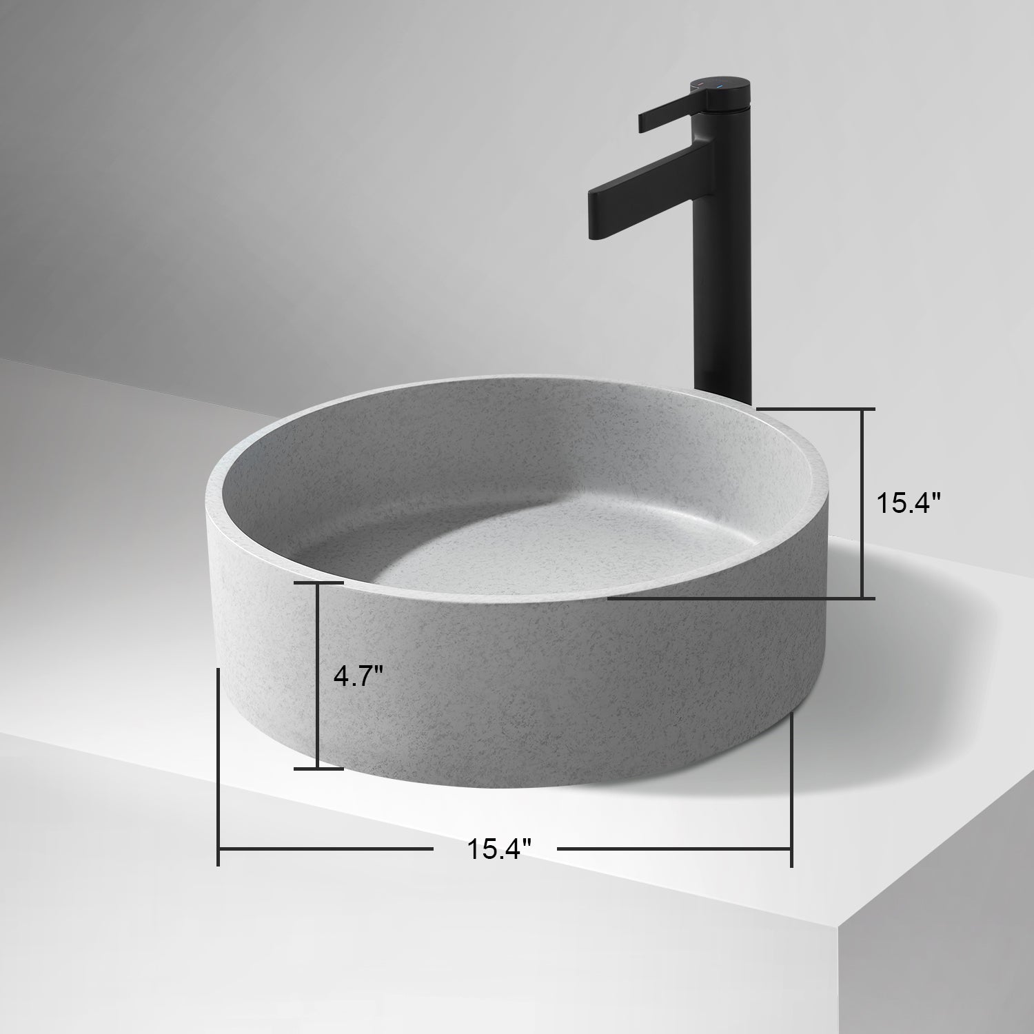 Moguer Grey Concrete Circular Vessel Bathroom Sink