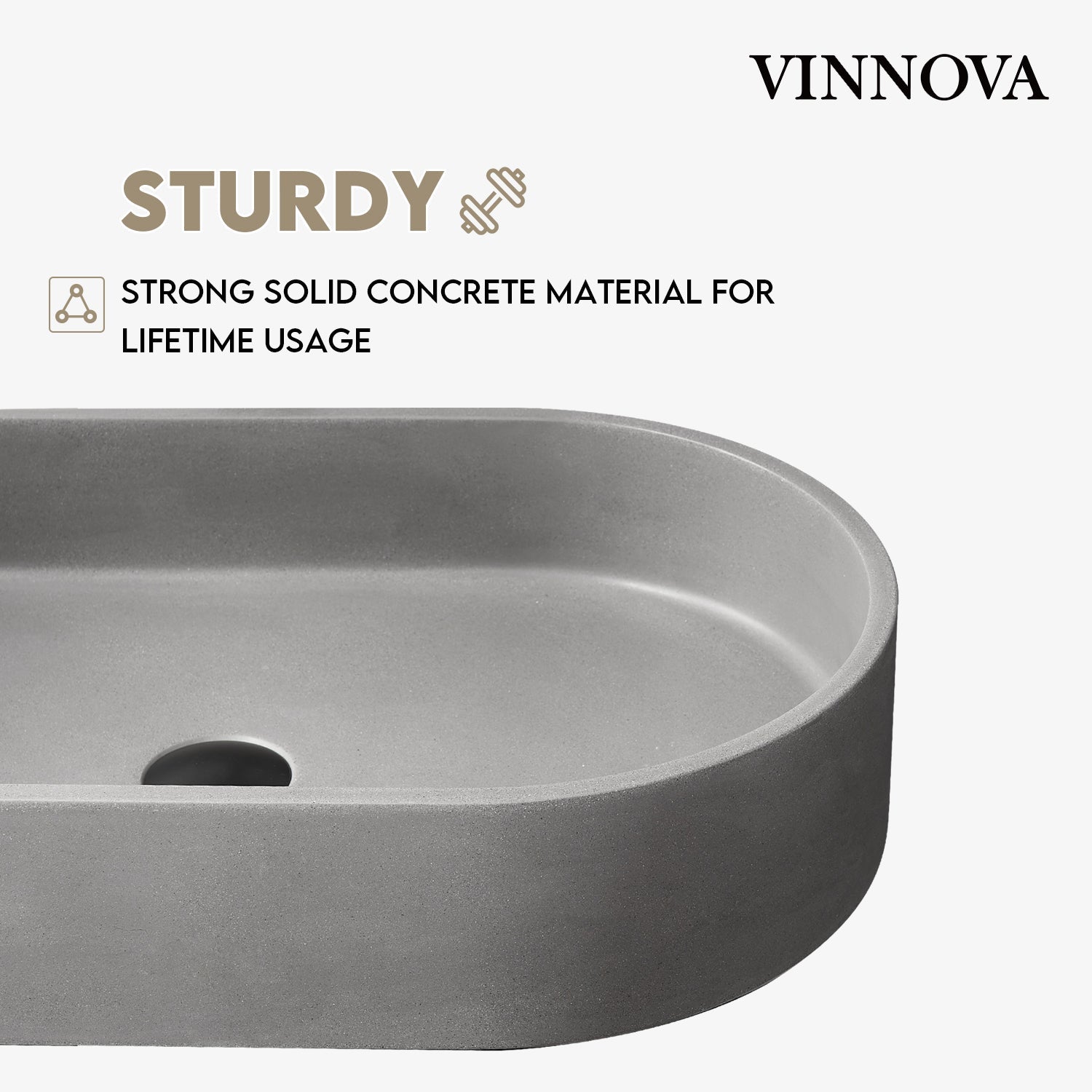 Eibar Grey Concrete Oval Vessel Bathroom Sink