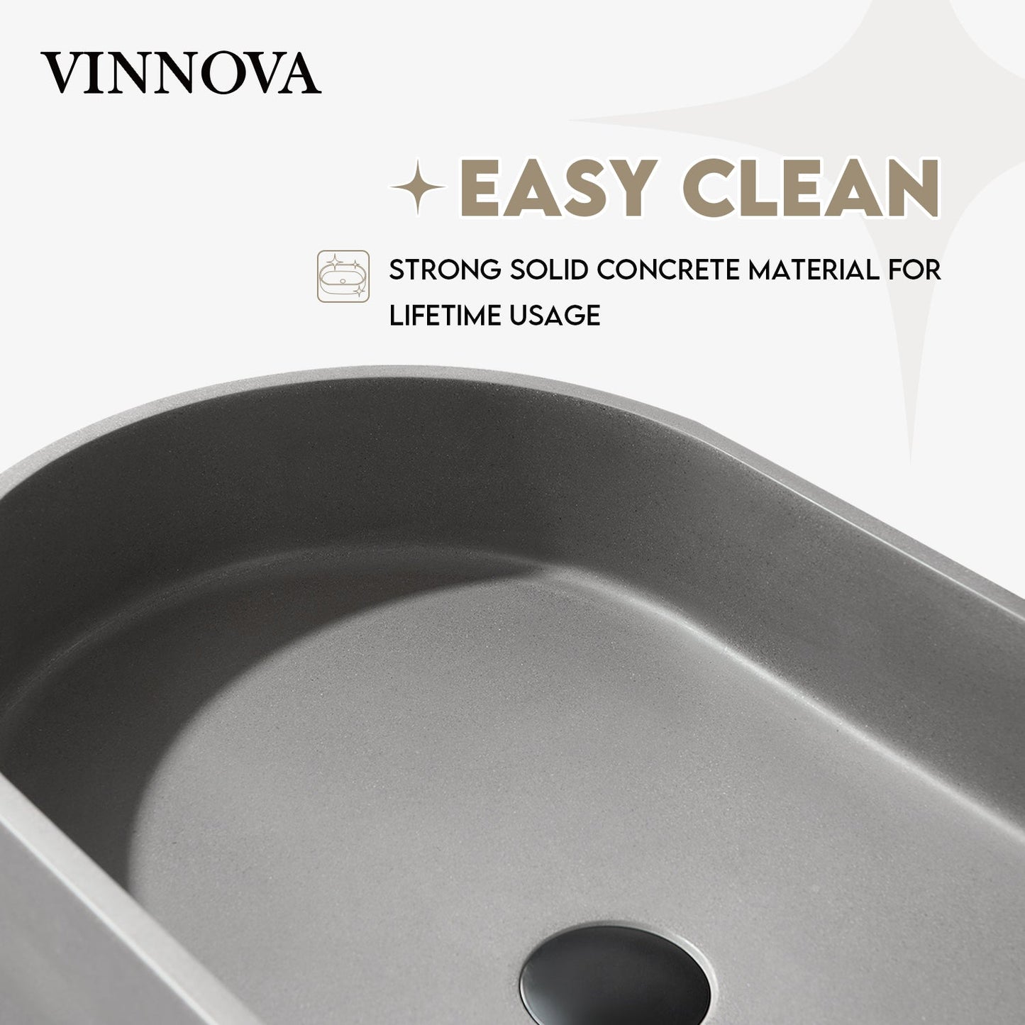 Eibar Grey Concrete Oval Vessel Bathroom Sink
