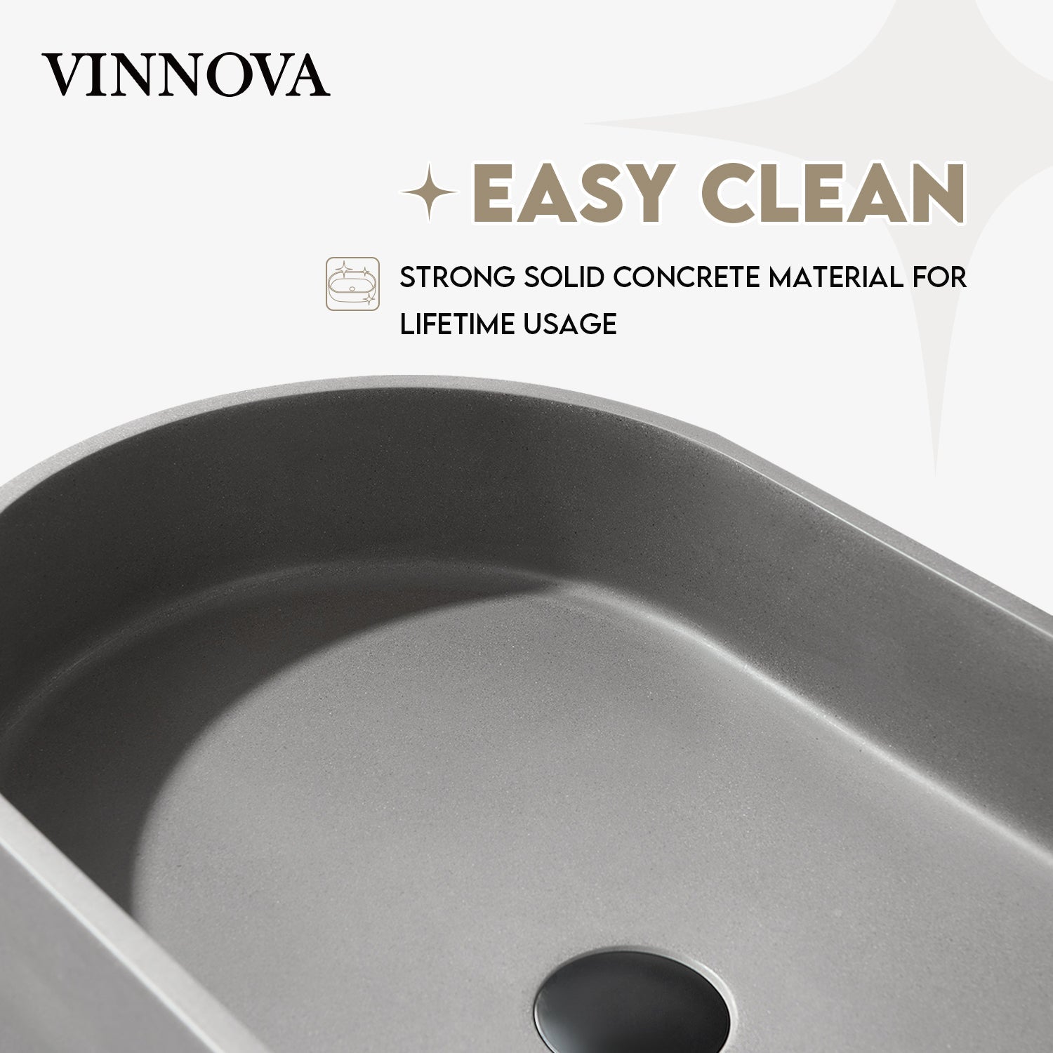 Eibar Grey Concrete Oval Vessel Bathroom Sink
