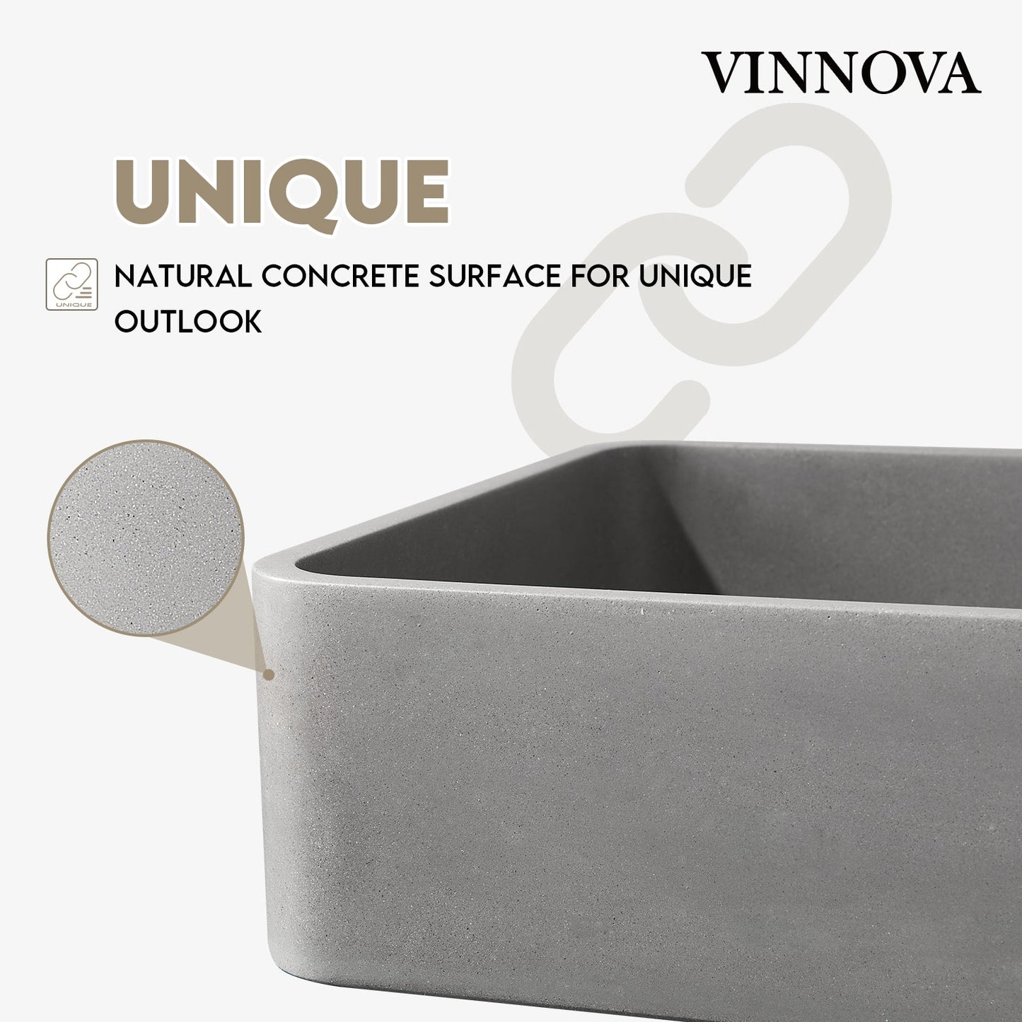 Avila Grey Concrete Rectangular Vessel Bathroom Sink