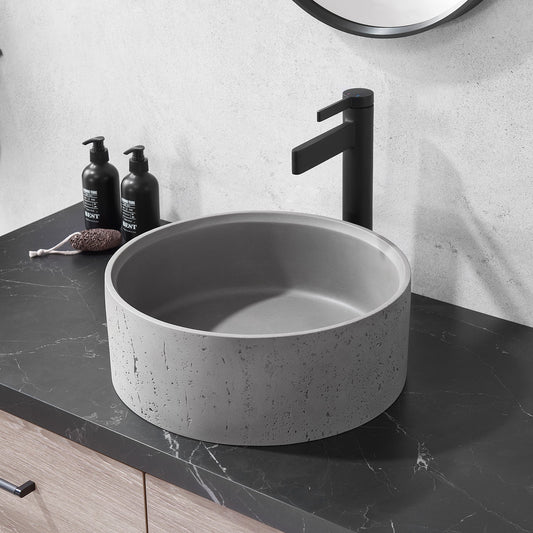 Almonte Grey Concrete Circular Vessel Bathroom Sink