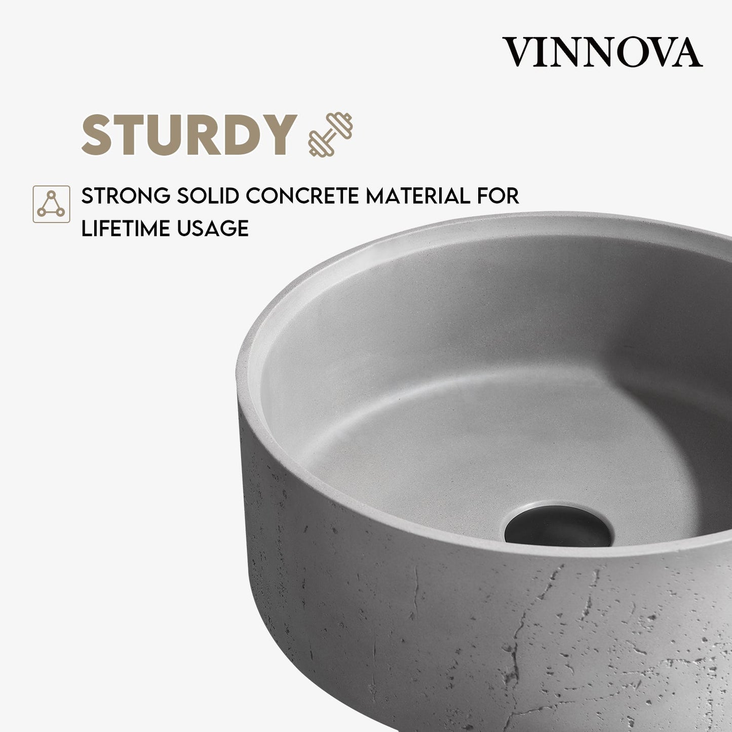 Almonte Grey Concrete Circular Vessel Bathroom Sink