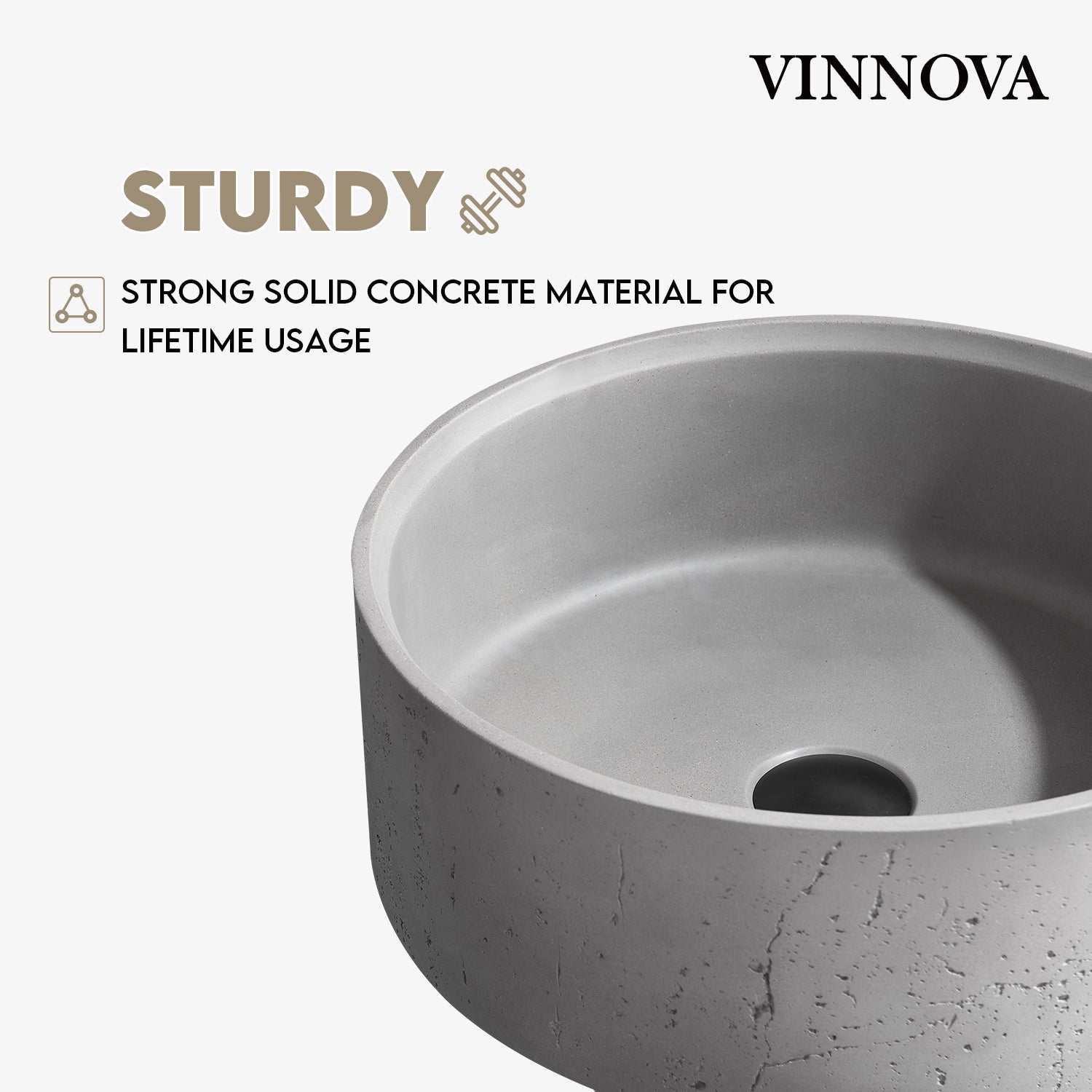 Almonte Grey Concrete Circular Vessel Bathroom Sink