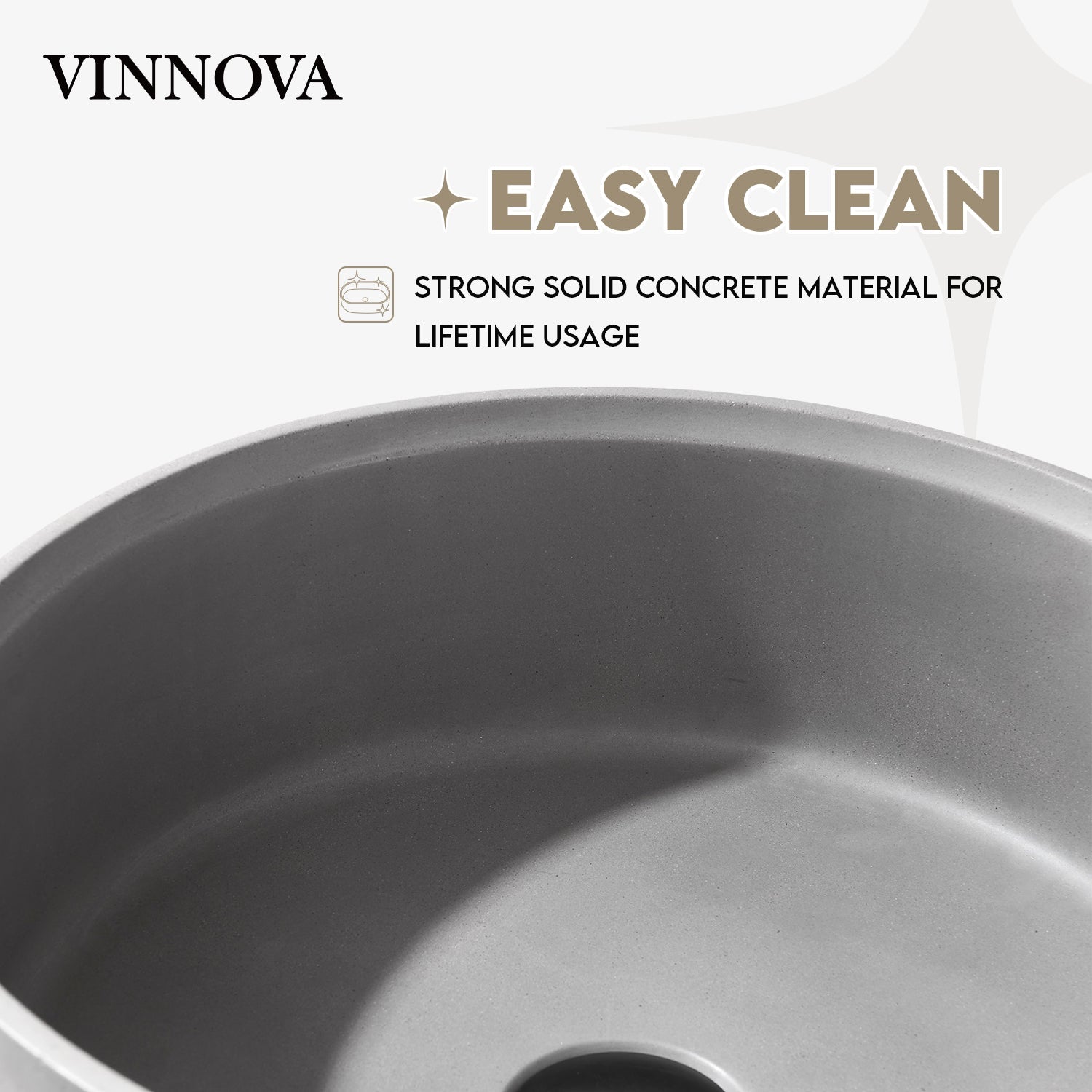 Almonte Grey Concrete Circular Vessel Bathroom Sink