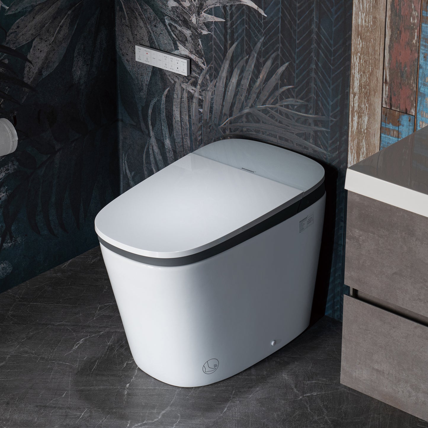 B0931S Smart Bidet Toilet with 1.28 GPF Dual Flush Auto Open & Close, Foot Sensor Flush, Voice Control,1000 Gram Map Flushing Score, LED Display, Chair Height Design and Cleaning Foam Dispenser