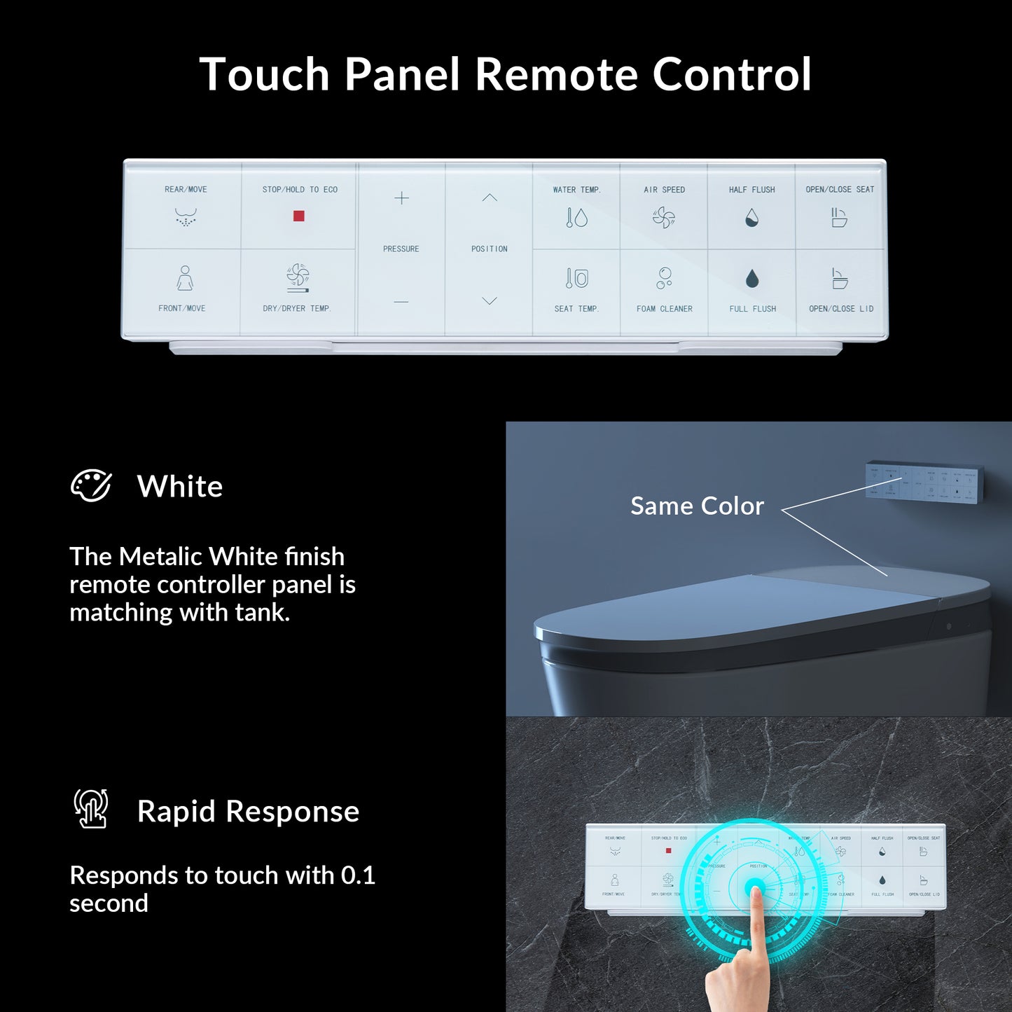 B0931S Smart Bidet Toilet with 1.28 GPF Dual Flush Auto Open & Close, Foot Sensor Flush, Voice Control,1000 Gram Map Flushing Score, LED Display, Chair Height Design and Cleaning Foam Dispenser