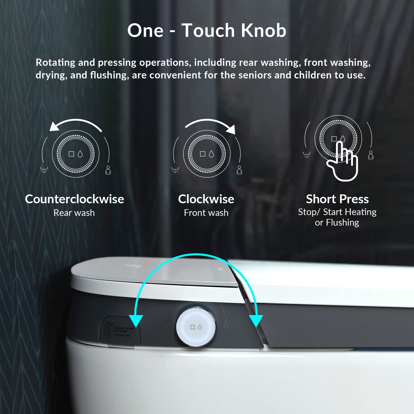 B0931S Smart Bidet Toilet with 1.28 GPF Dual Flush Auto Open & Close, Foot Sensor Flush, Voice Control,1000 Gram Map Flushing Score, LED Display, Chair Height Design and Cleaning Foam Dispenser