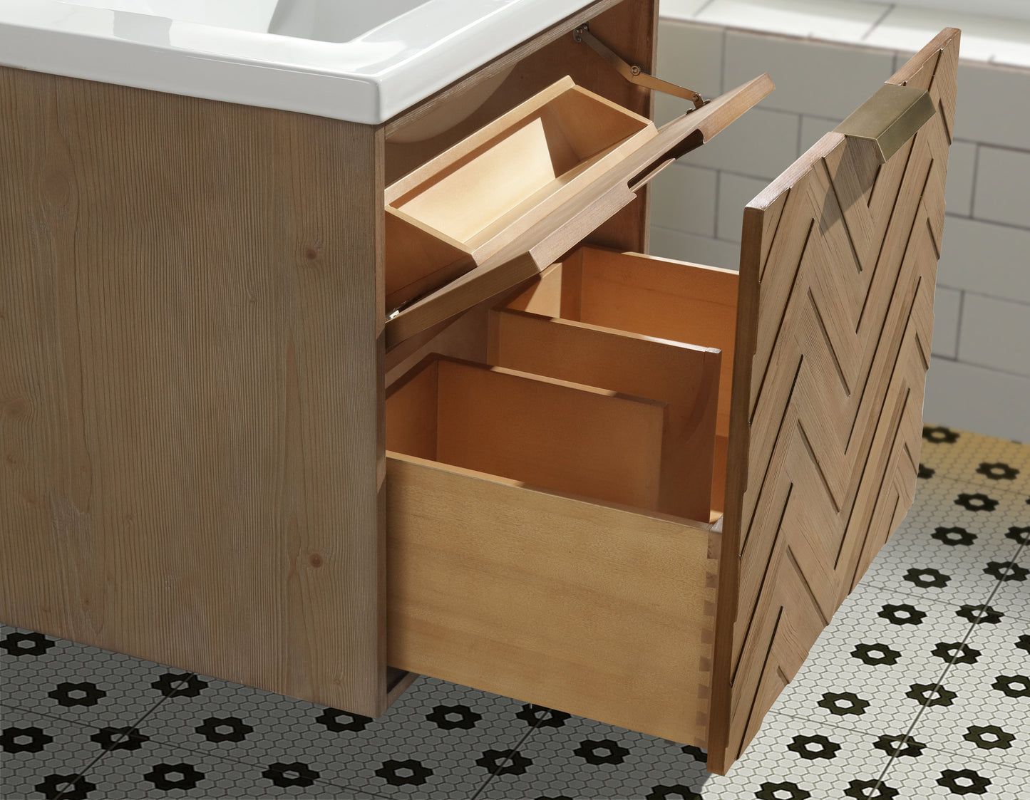 Carlsbad 24" Floating Bathroom Vanity Weathered Fir