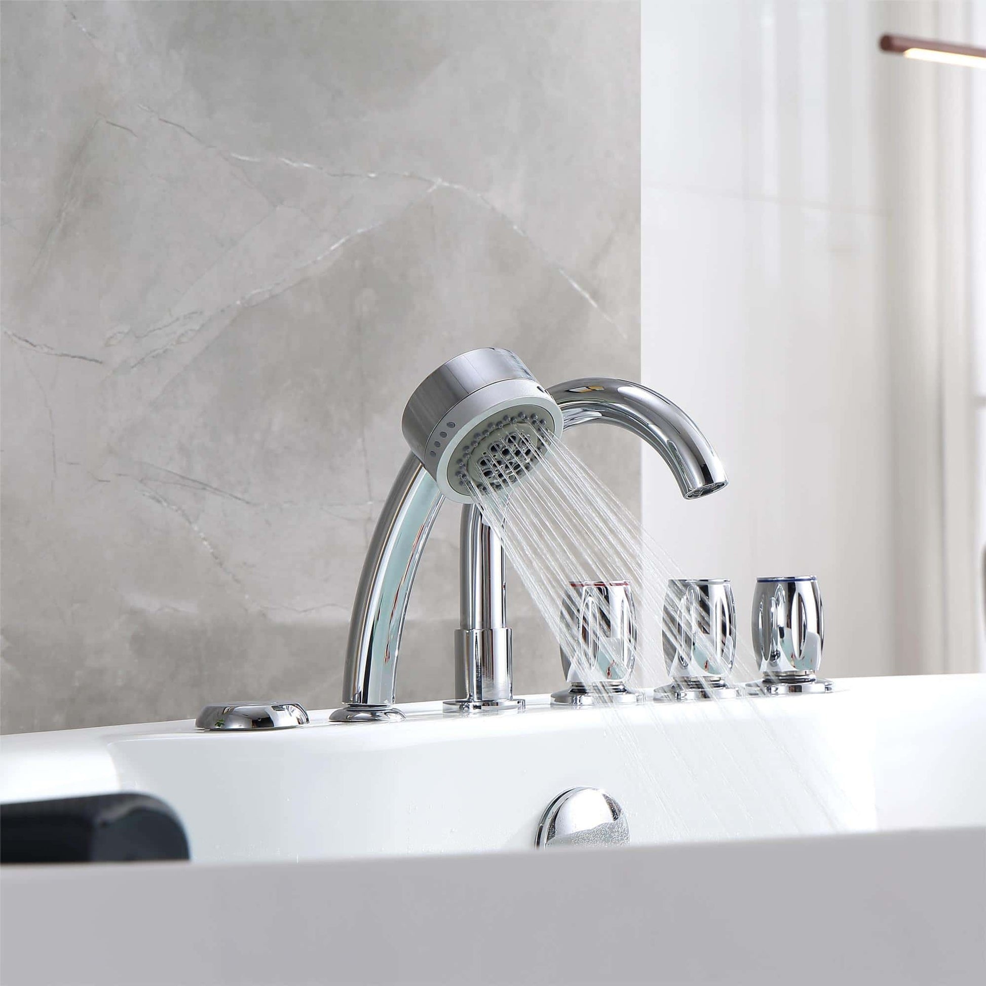 59" Acrylic Freestanding Whirlpool Bathtub with Center Drain