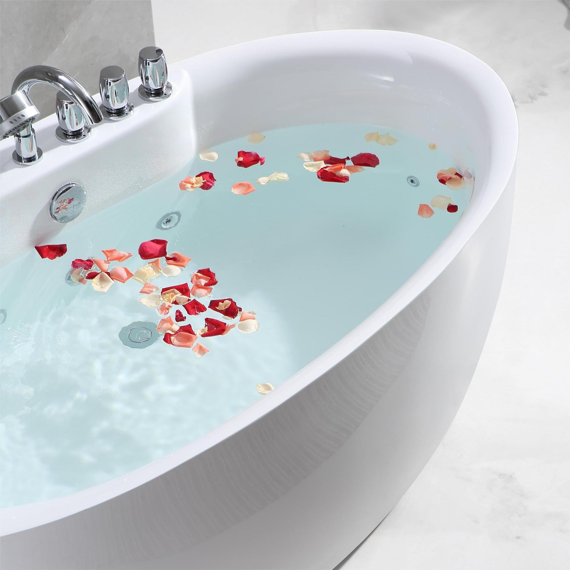 59" Acrylic Freestanding Whirlpool Bathtub with Center Drain