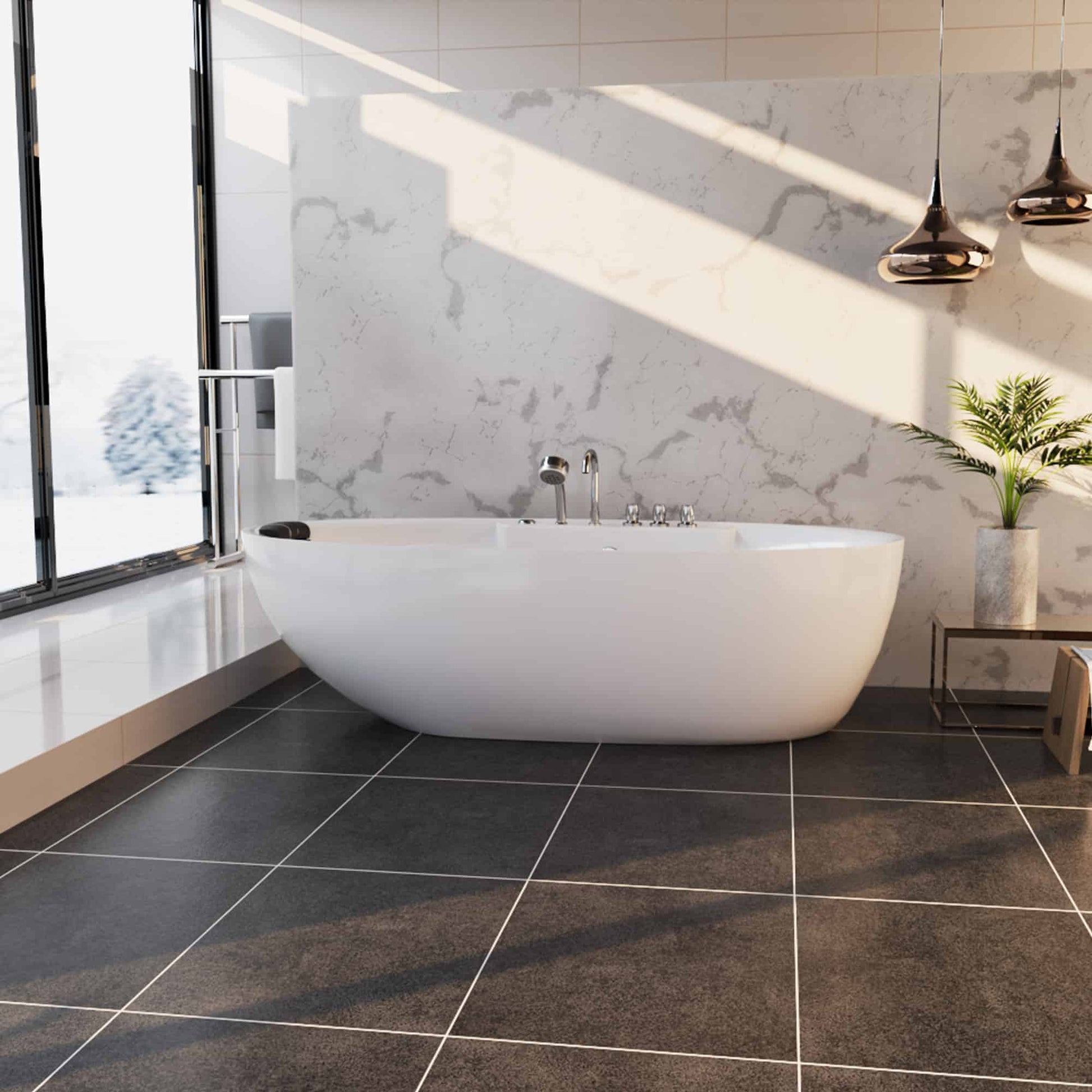 59" Acrylic Freestanding Whirlpool Bathtub with Center Drain