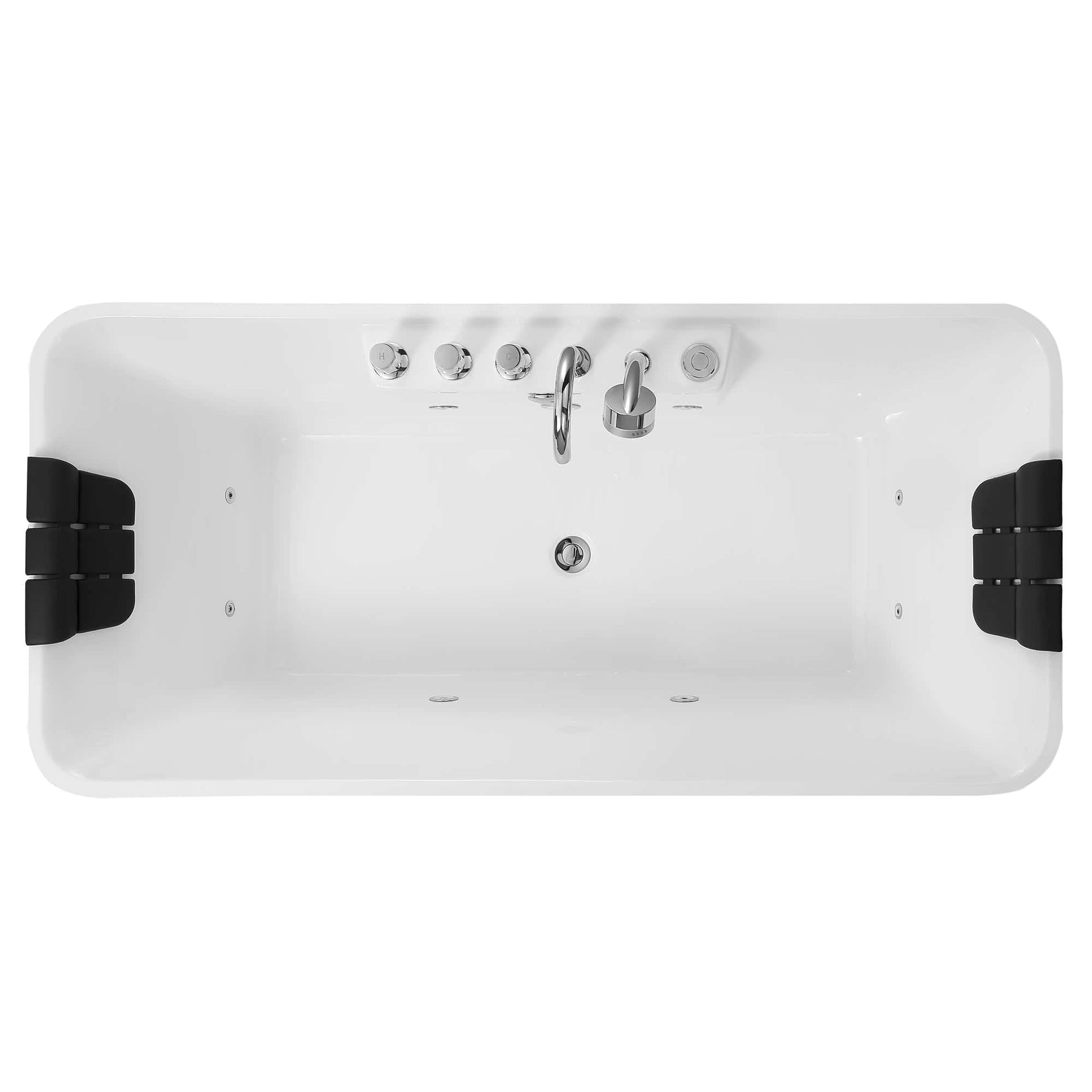 59" Freestanding Rectangle Whirlpool Bathtub with Center Drain