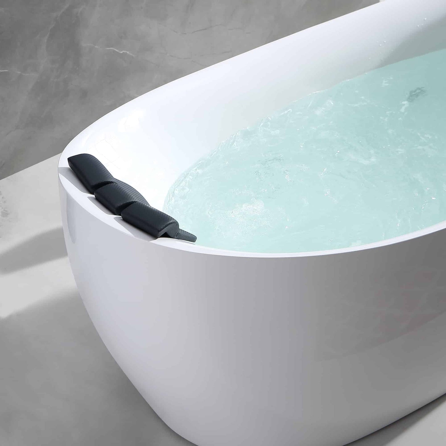 67" Freestanding Hydro Massage Whirlpool Bathtub with Reversible Drain