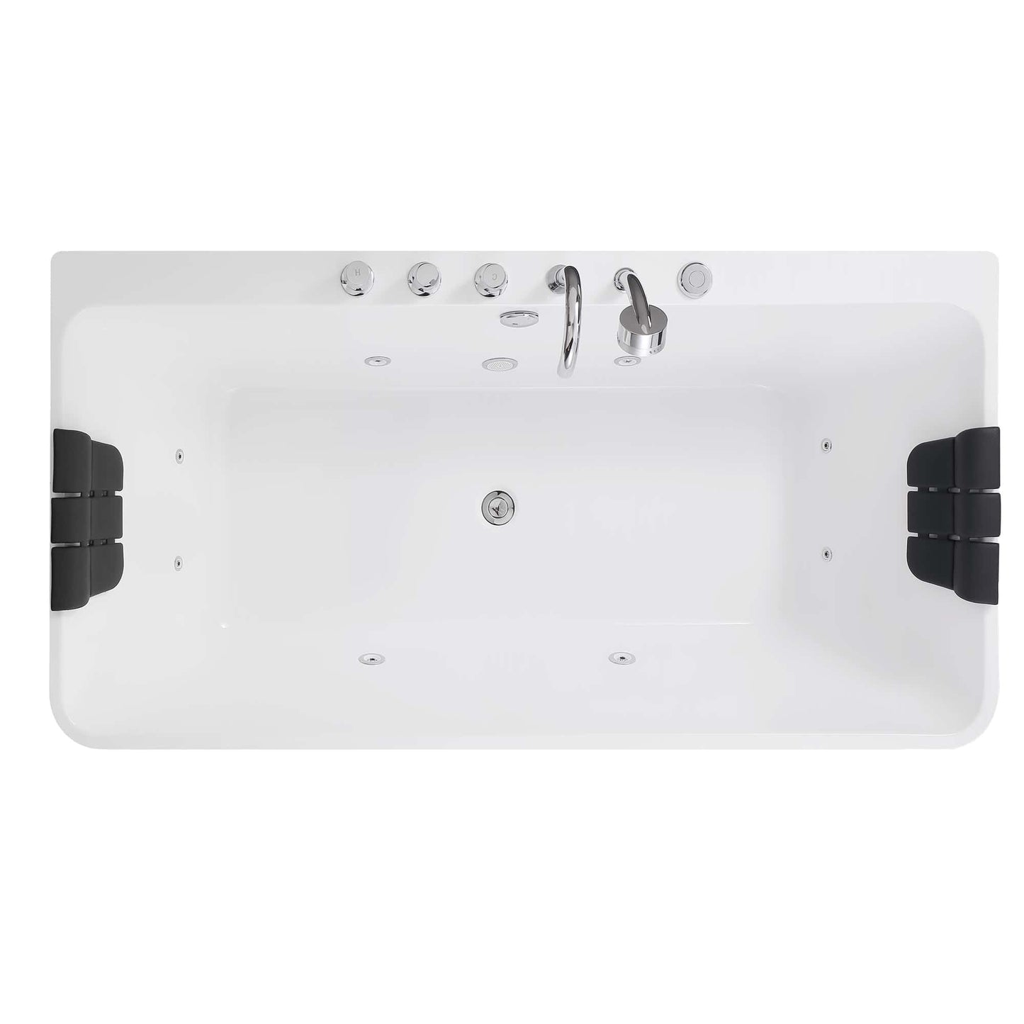 67" Freestanding Whirlpool Bathtub with Faucet and Center Drain