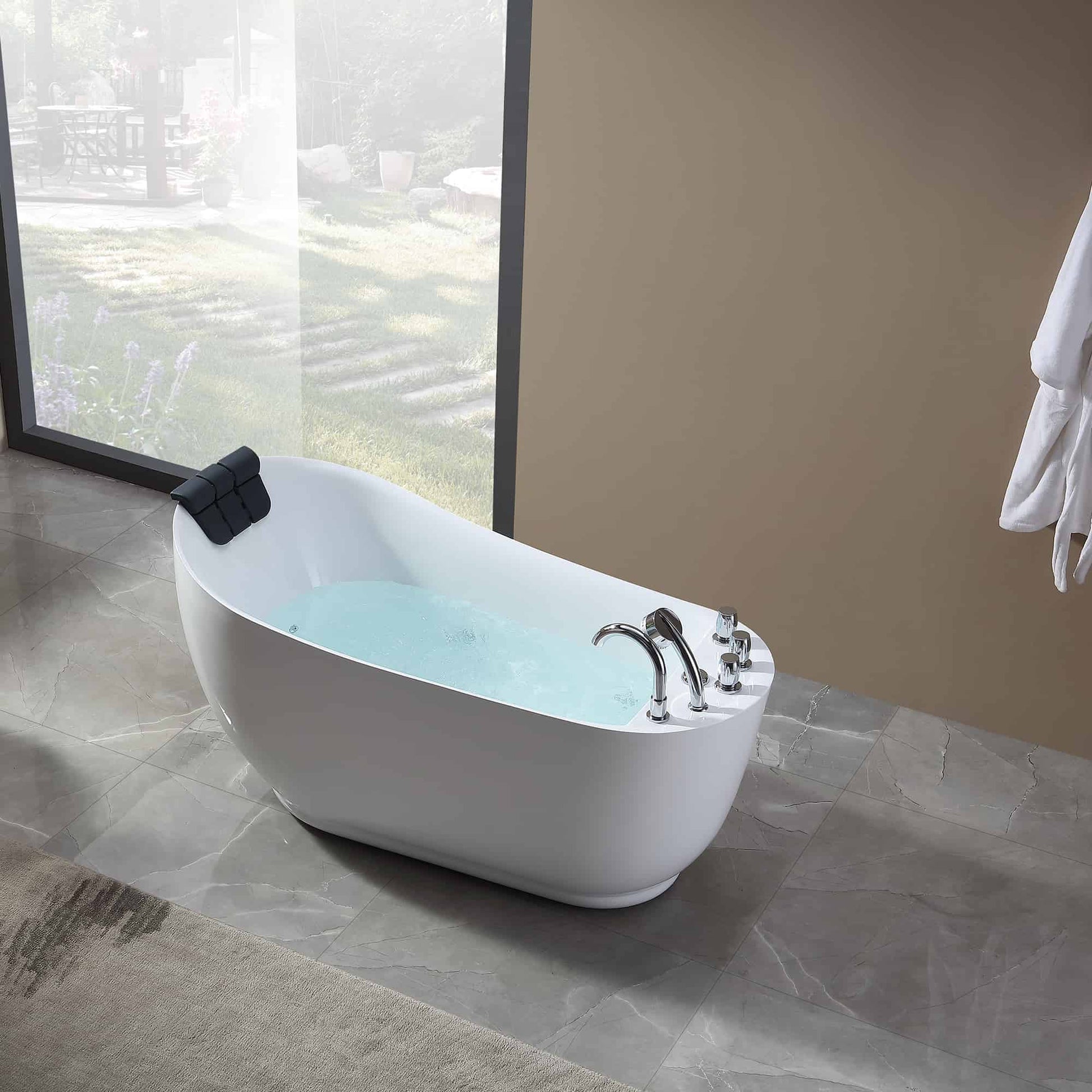 67" Acrylic Freestanding Whirlpool Tub with Reversible Drain