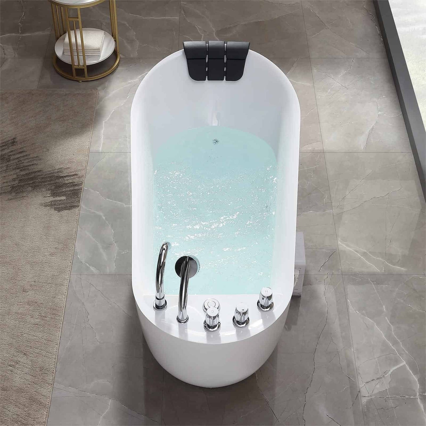 67" Acrylic Freestanding Whirlpool Tub with Reversible Drain