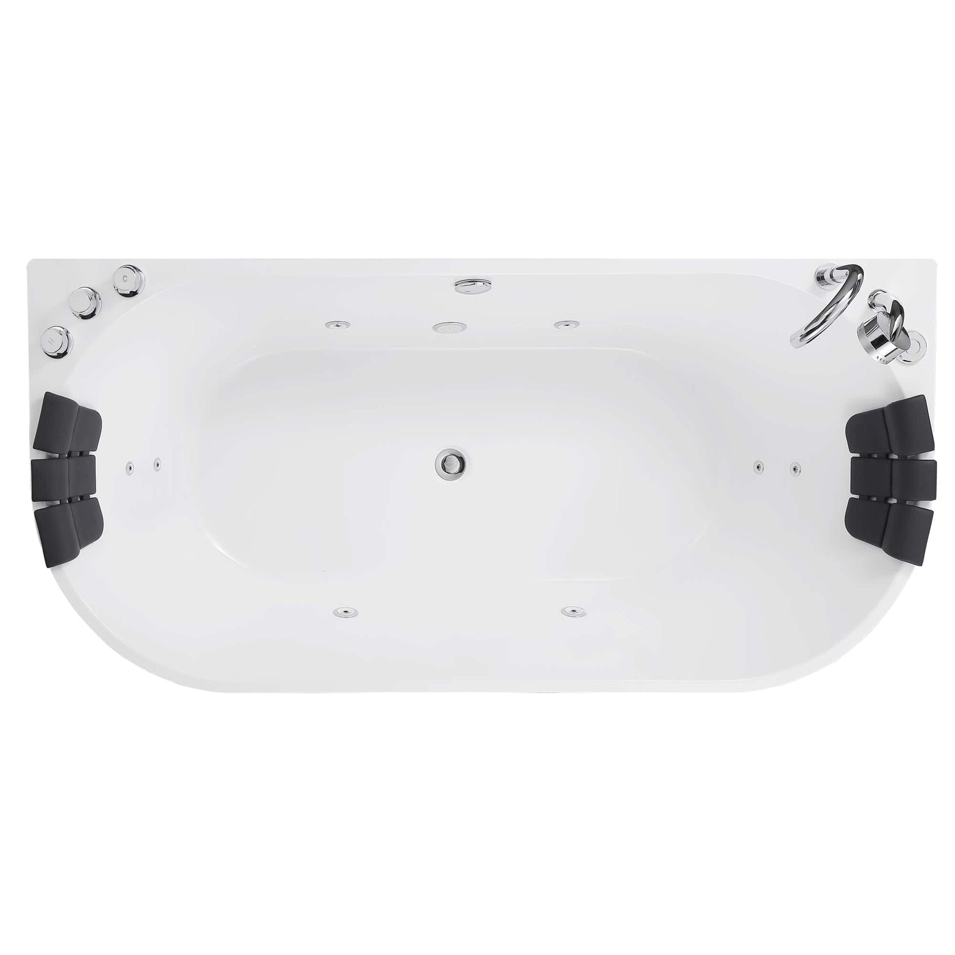 67" Freestanding Hydro Massage Whirlpool Bathtub with Center Drain