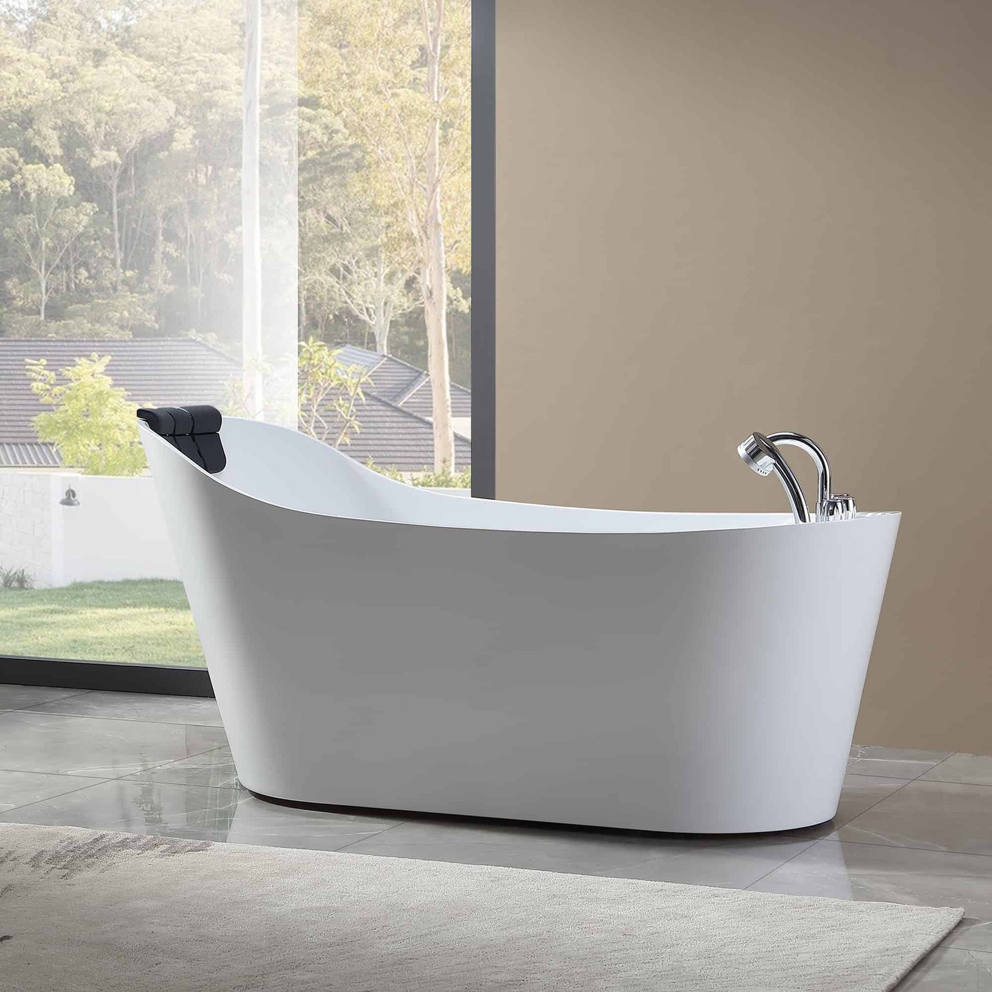 67" Freestanding Whirlpool Tub with Faucet and Reversible Drain