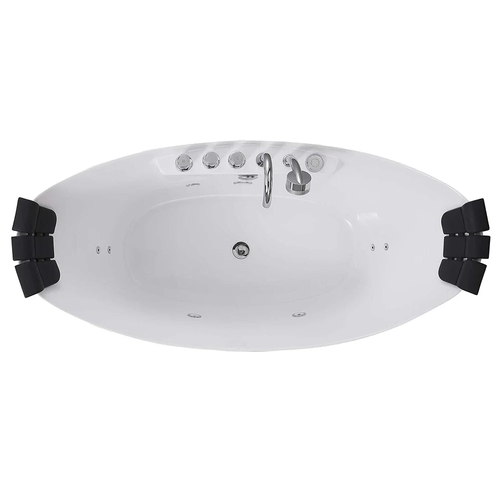 67" Freestanding Boat-shaped Whirlpool Bathtub with Center Drain