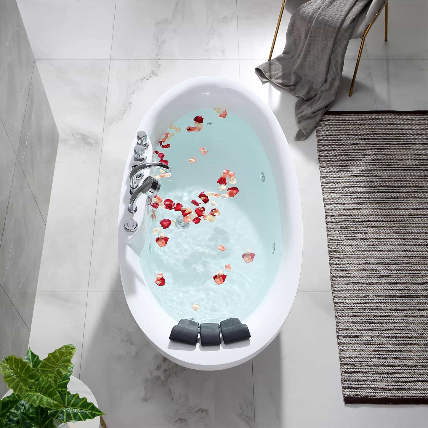 67" Acrylic Freestanding Whirlpool Bathtub with Center Drain