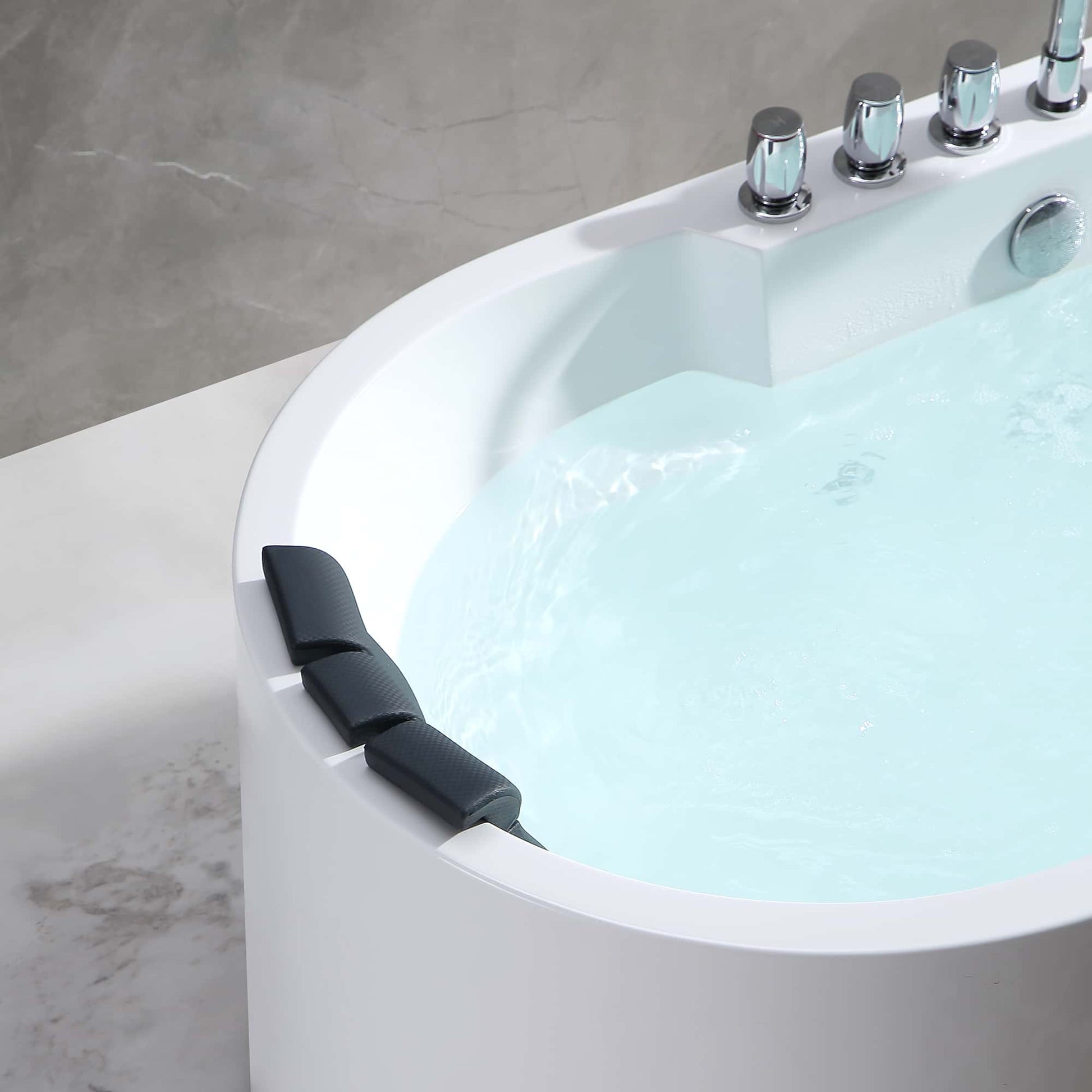 67" Oval Freestanding Whirlpool Bathtub with Center Drain