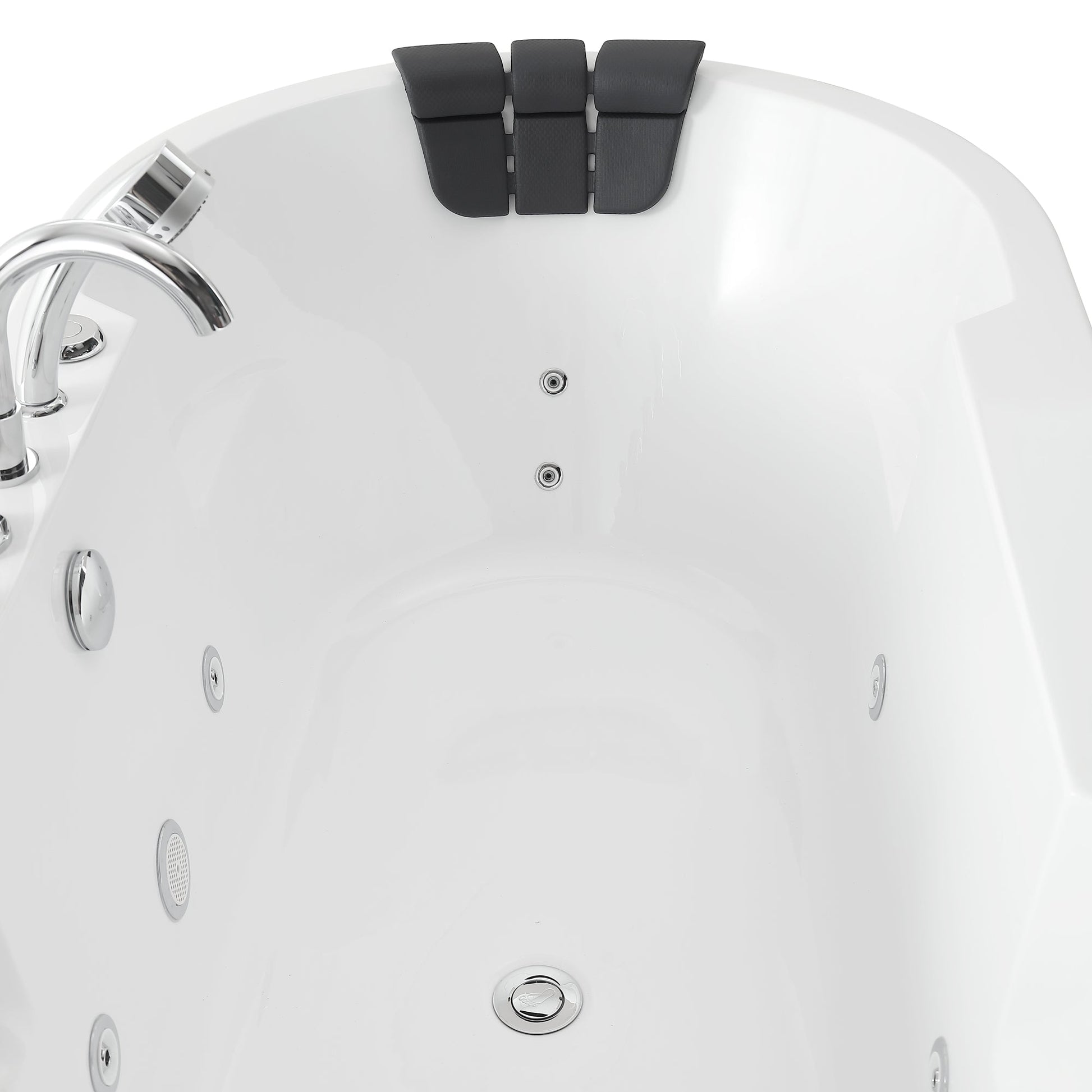67" Oval Freestanding Whirlpool Bathtub with Center Drain