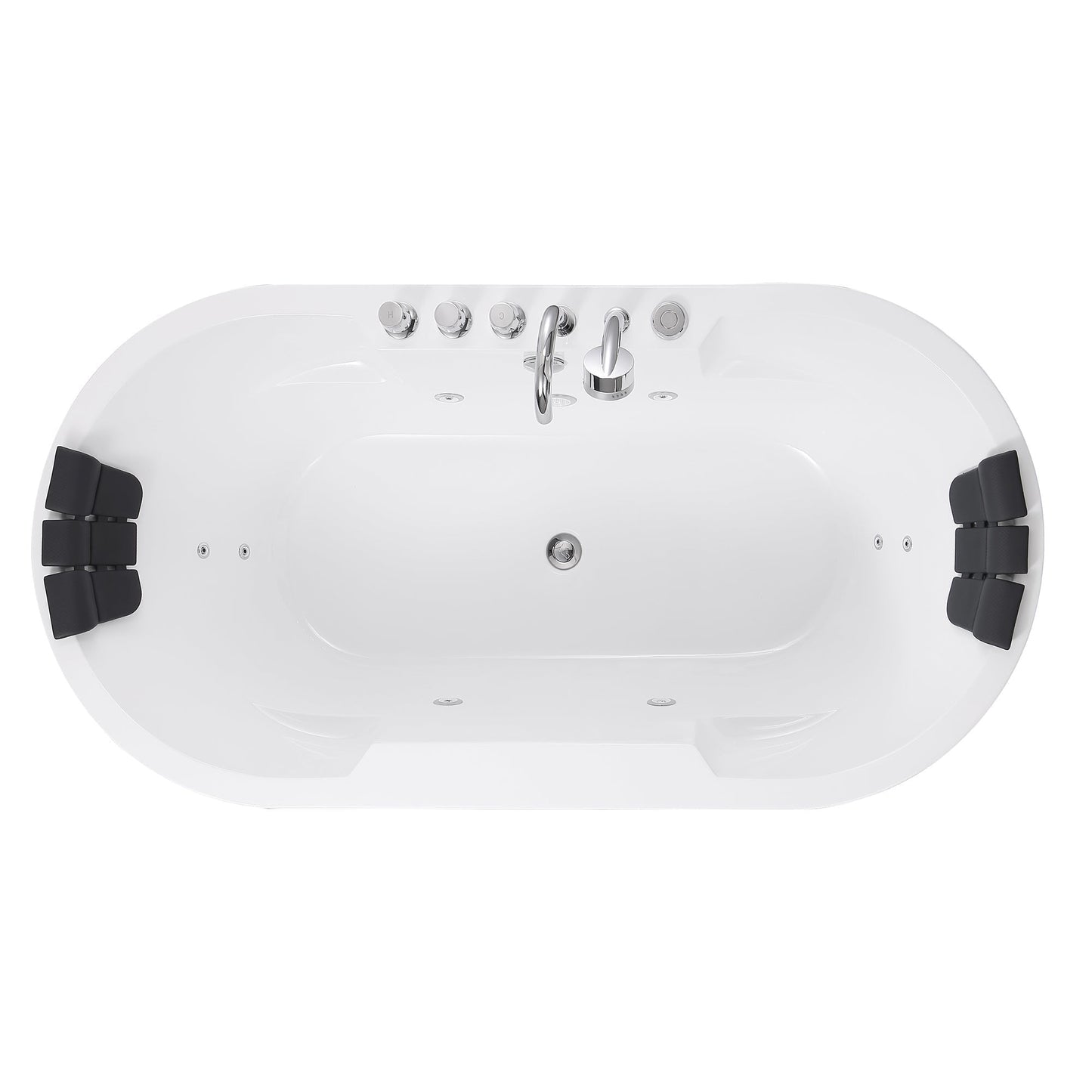 67" Oval Freestanding Whirlpool Bathtub with Center Drain