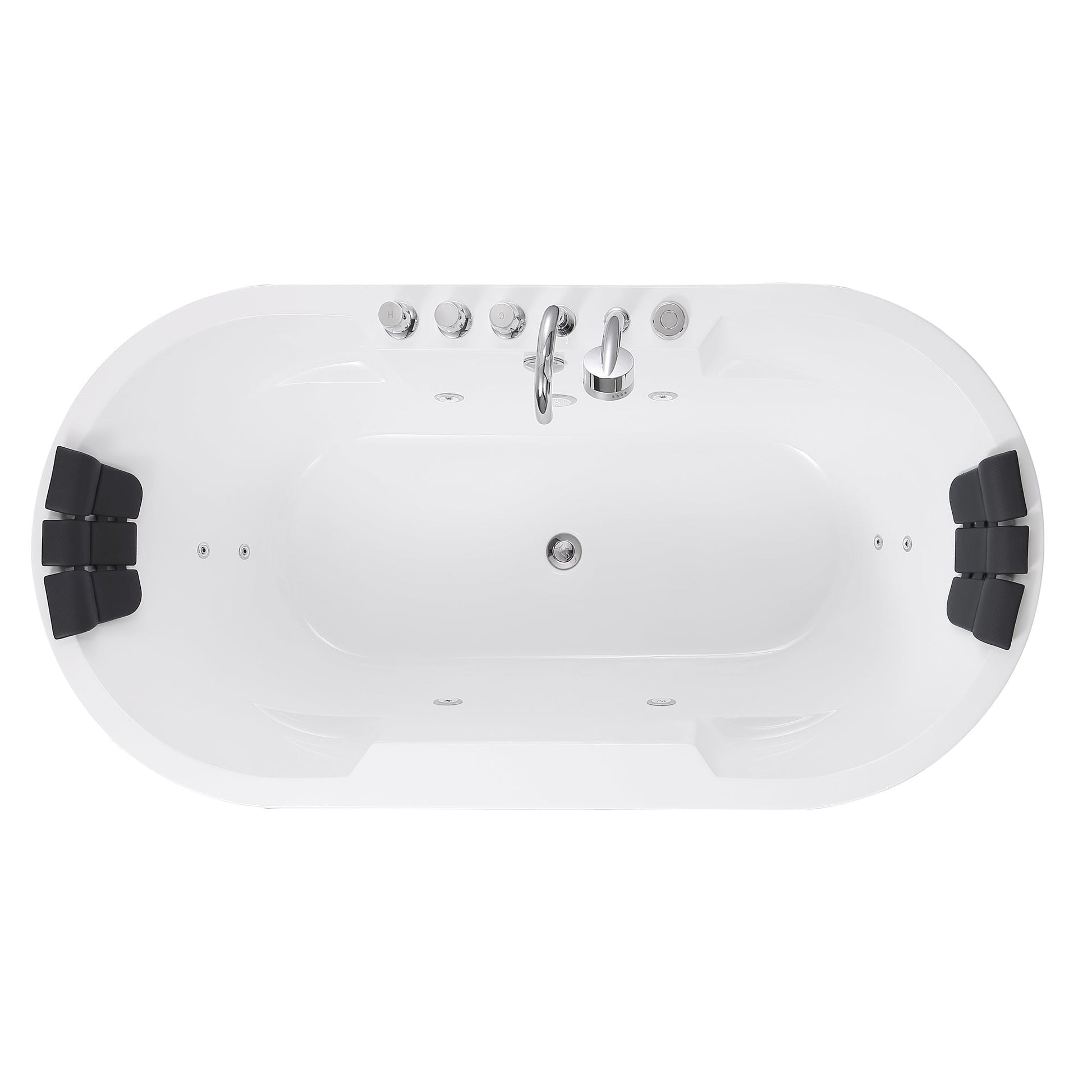 67" Oval Freestanding Whirlpool Bathtub with Center Drain