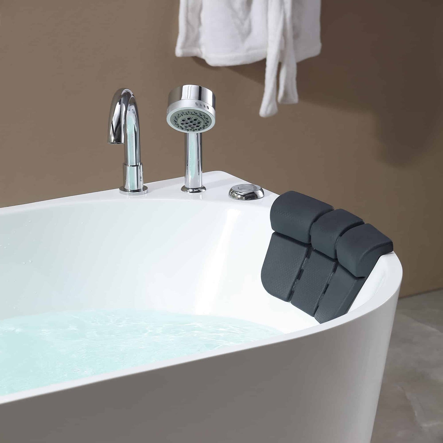 71" Freestanding Hydro Massage Whirlpool Bathtub with Center Drain