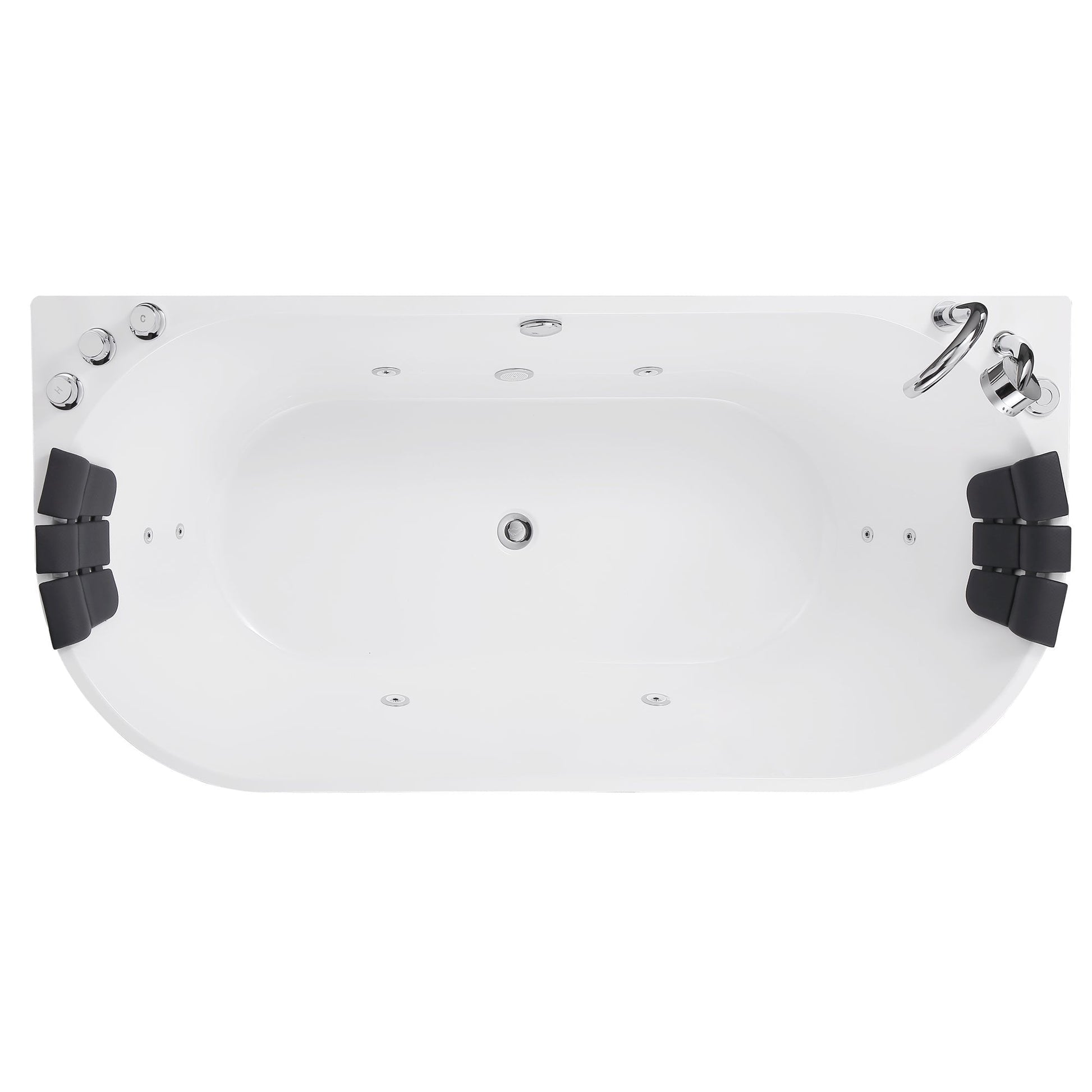 71" Freestanding Hydro Massage Whirlpool Bathtub with Center Drain