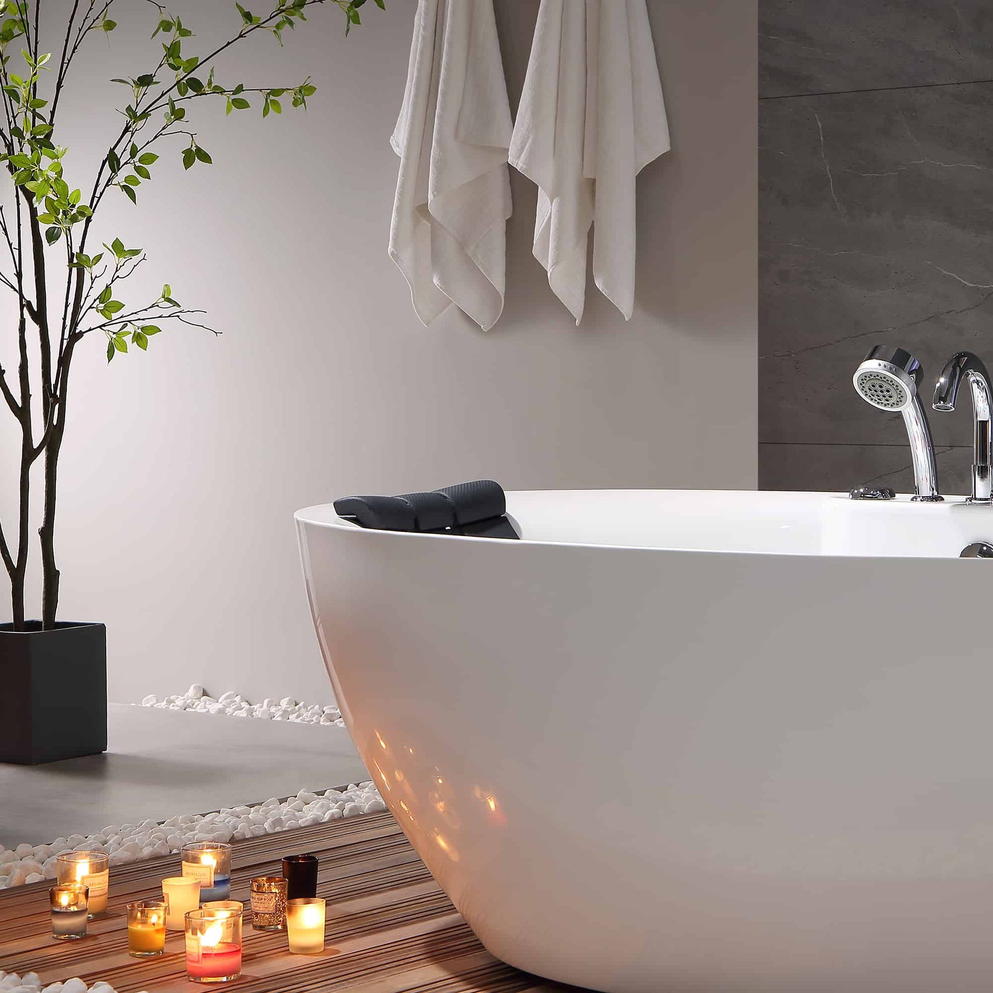 71" Acrylic Freestanding Whirlpool Bathtub with Center Drain
