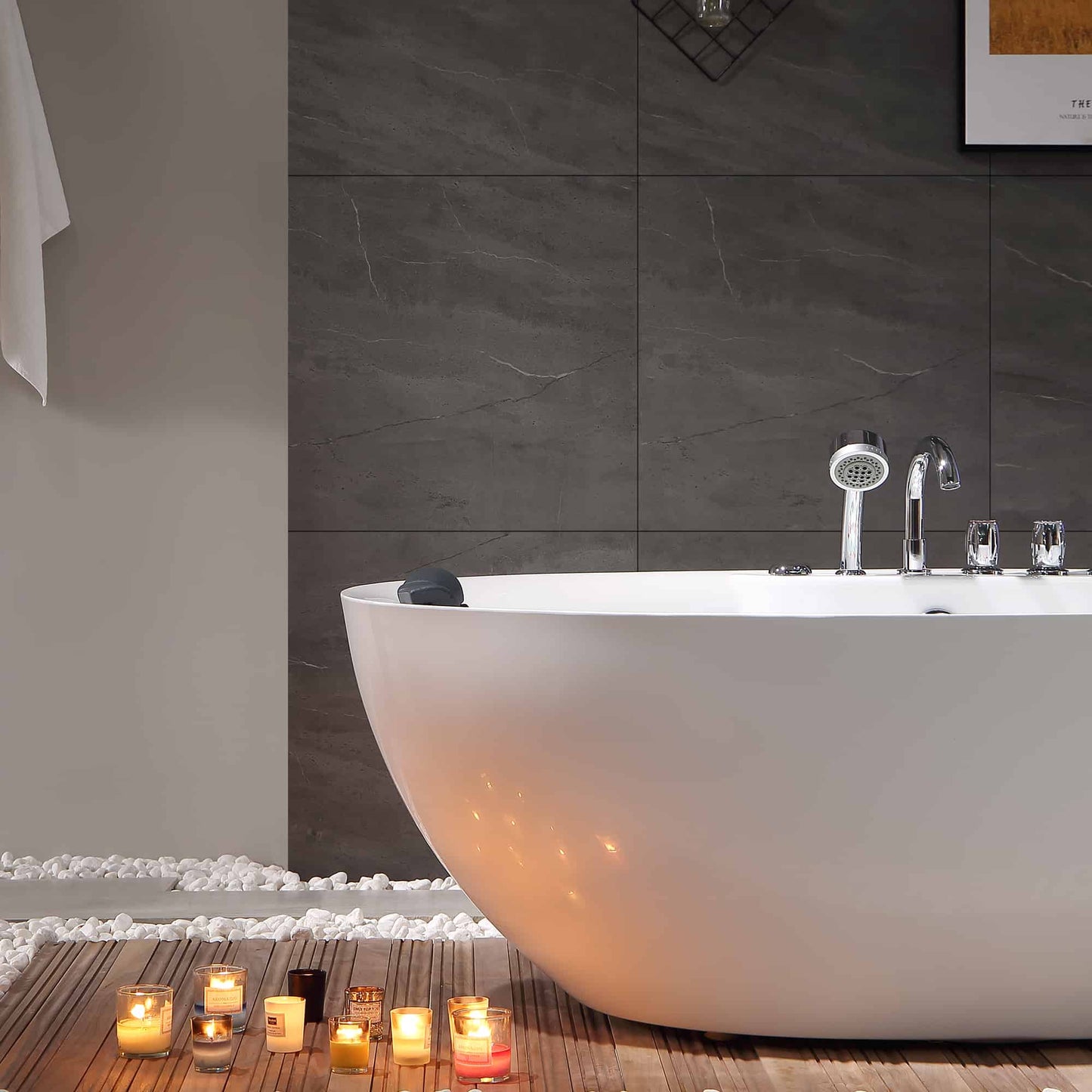 71" Acrylic Freestanding Whirlpool Bathtub with Center Drain