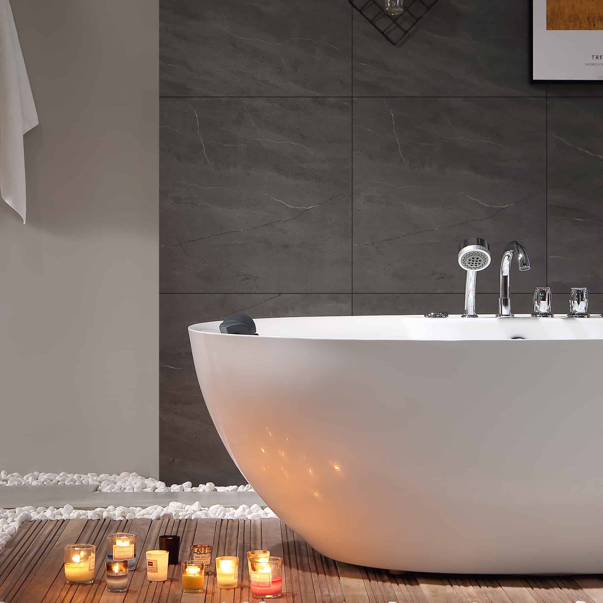 71" Acrylic Freestanding Whirlpool Bathtub with Center Drain