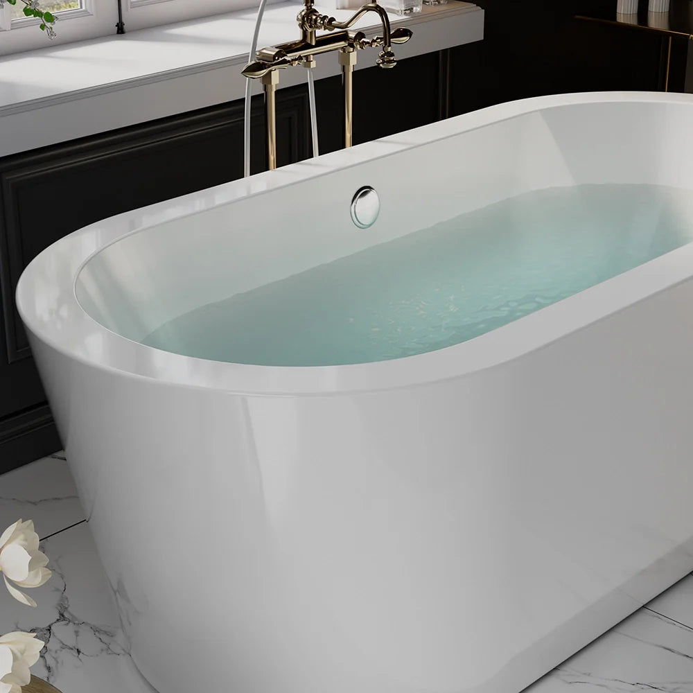 59" Freestanding Soaking Tub with Center Drain