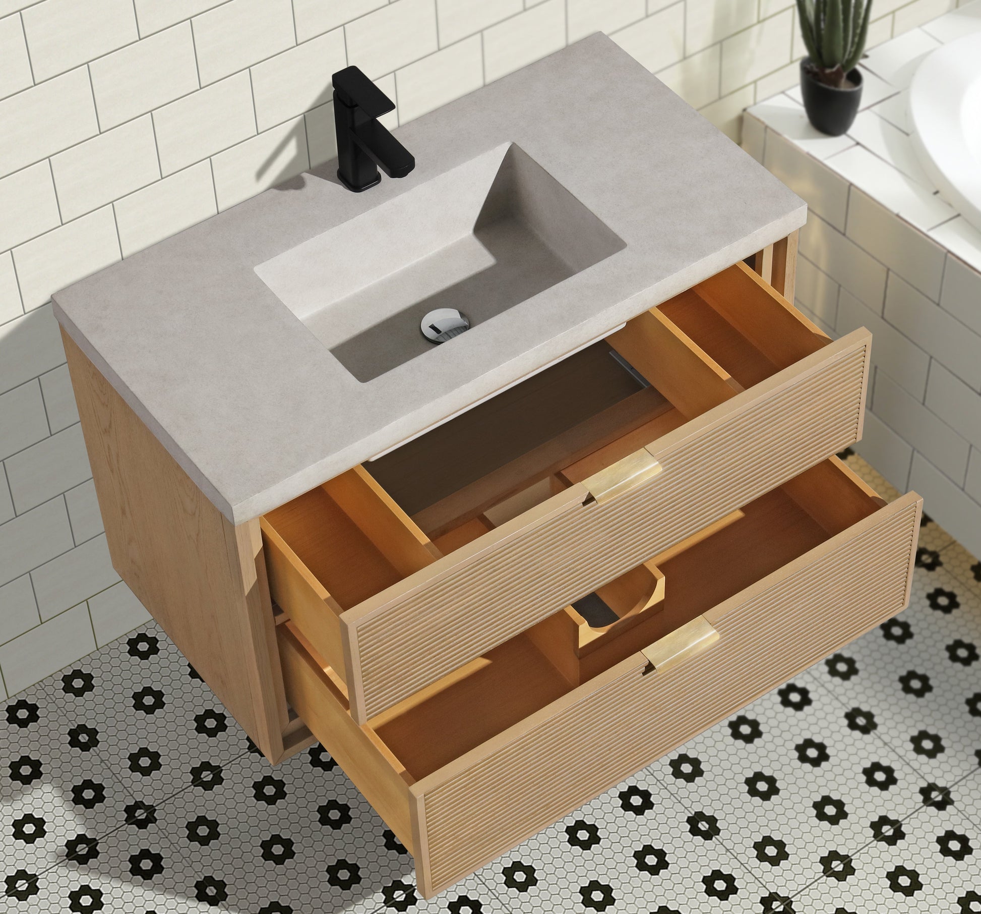 Hermosa 36" Floating Bathroom Vanity Oak