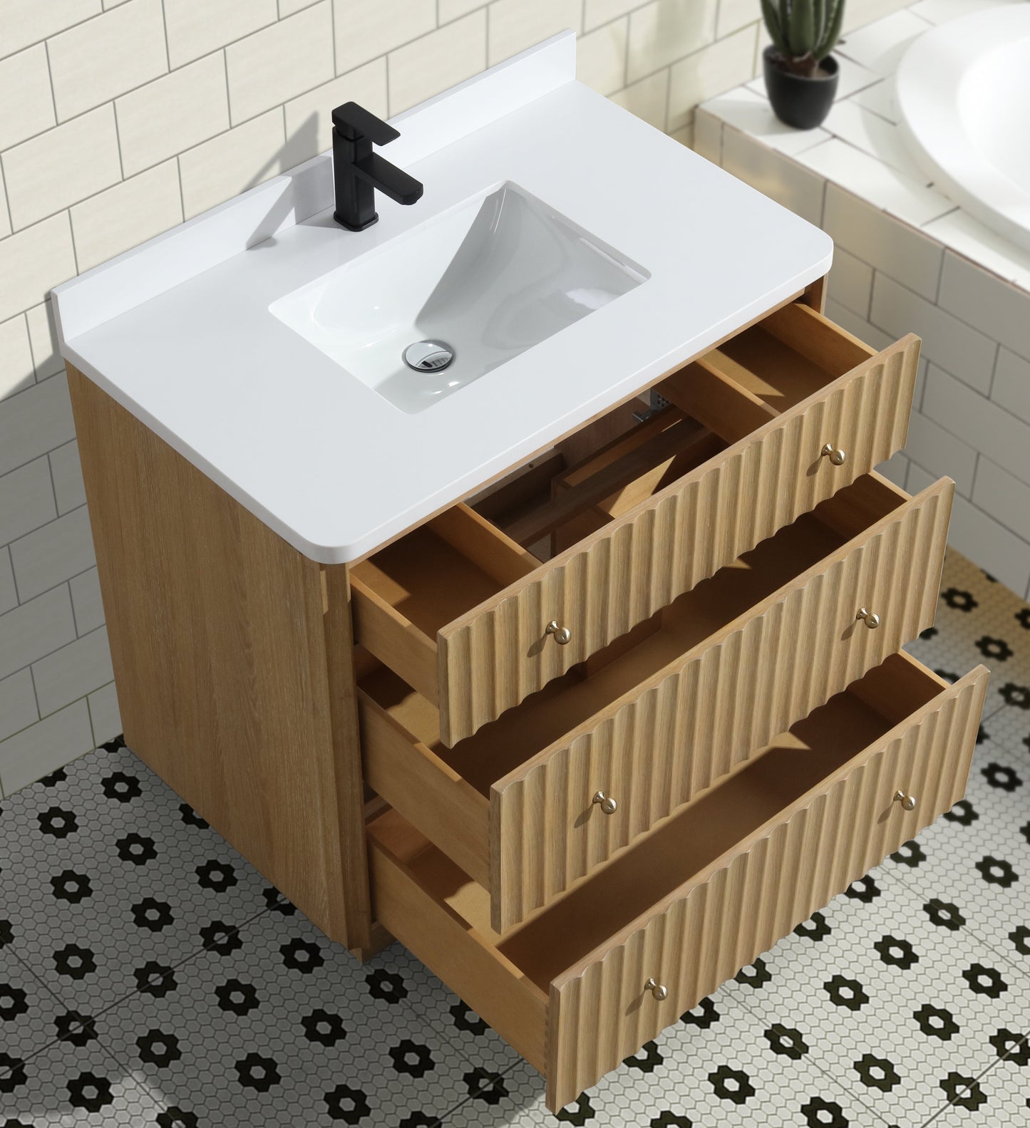 La Jolla 36" Bathroom Vanity Washed Oak