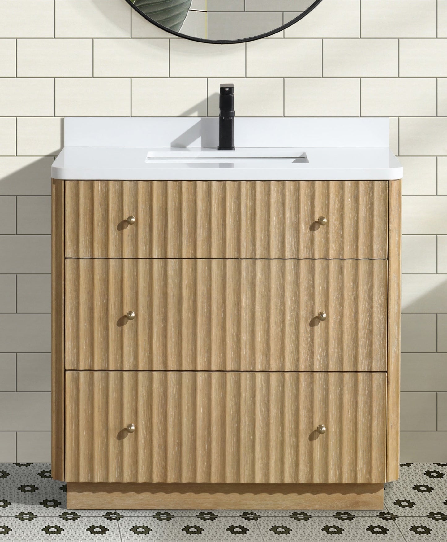 La Jolla 36" Bathroom Vanity Washed Oak