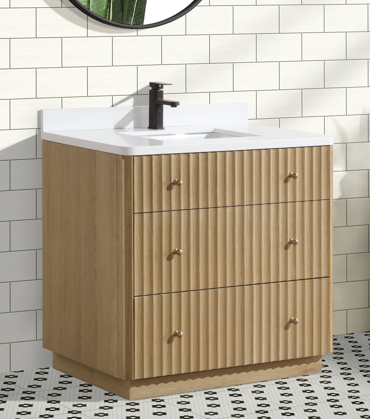 La Jolla 36" Bathroom Vanity Washed Oak