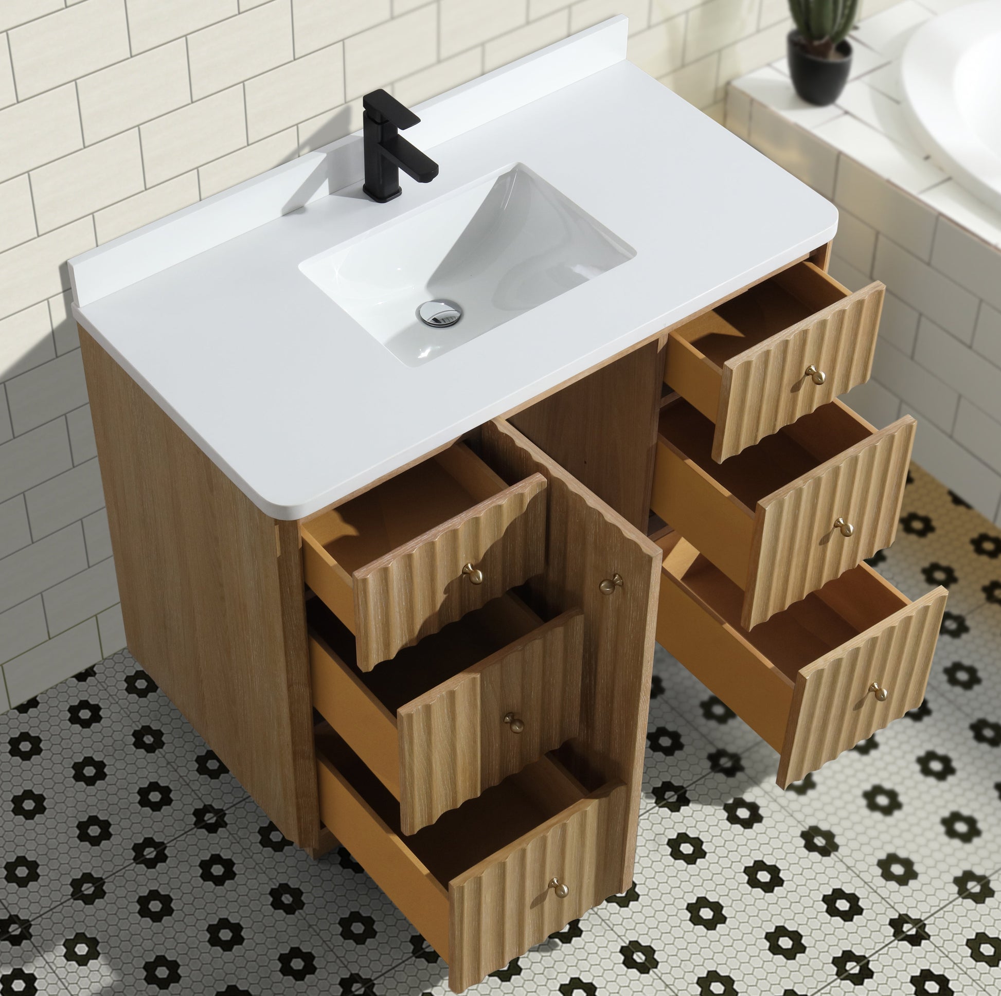 La Jolla 42" Bathroom Vanity Washed Oak