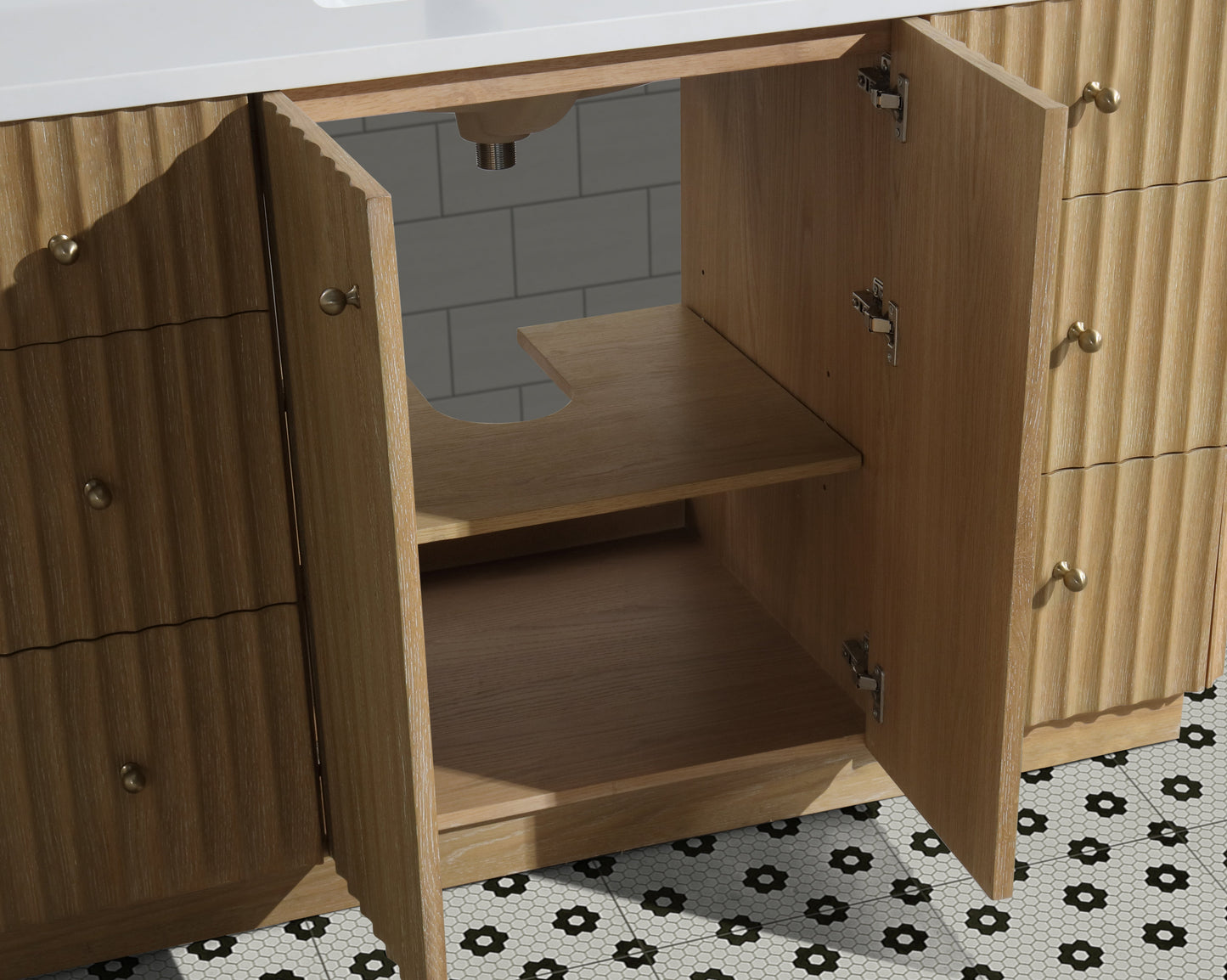 La Jolla 55" Bathroom Vanity Washed Oak