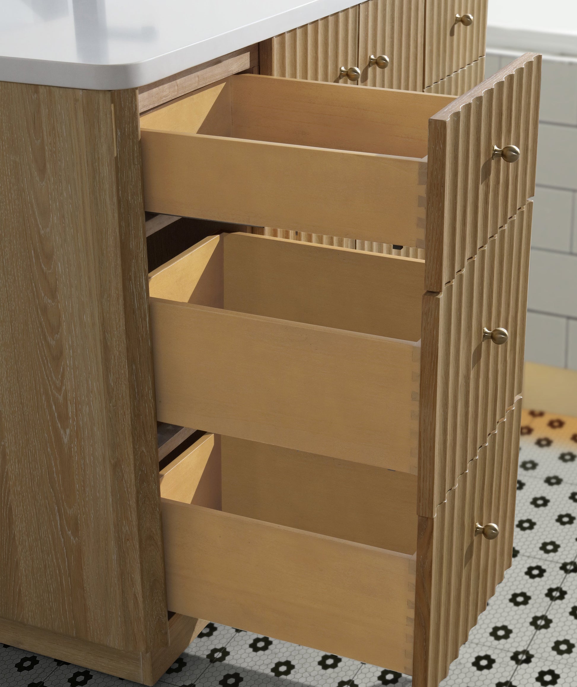 La Jolla 55" Bathroom Vanity Washed Oak