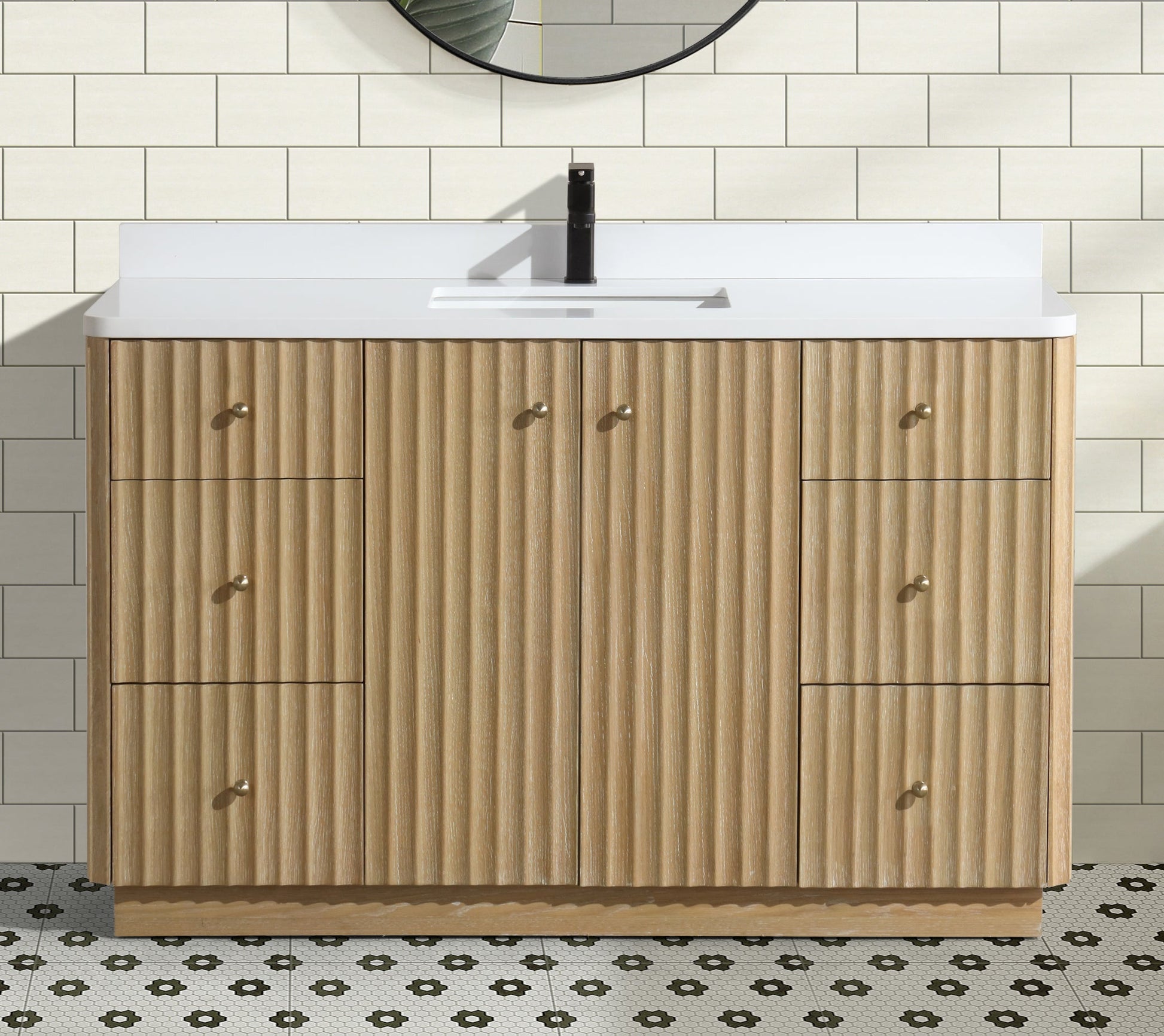 La Jolla 55" Bathroom Vanity Washed Oak