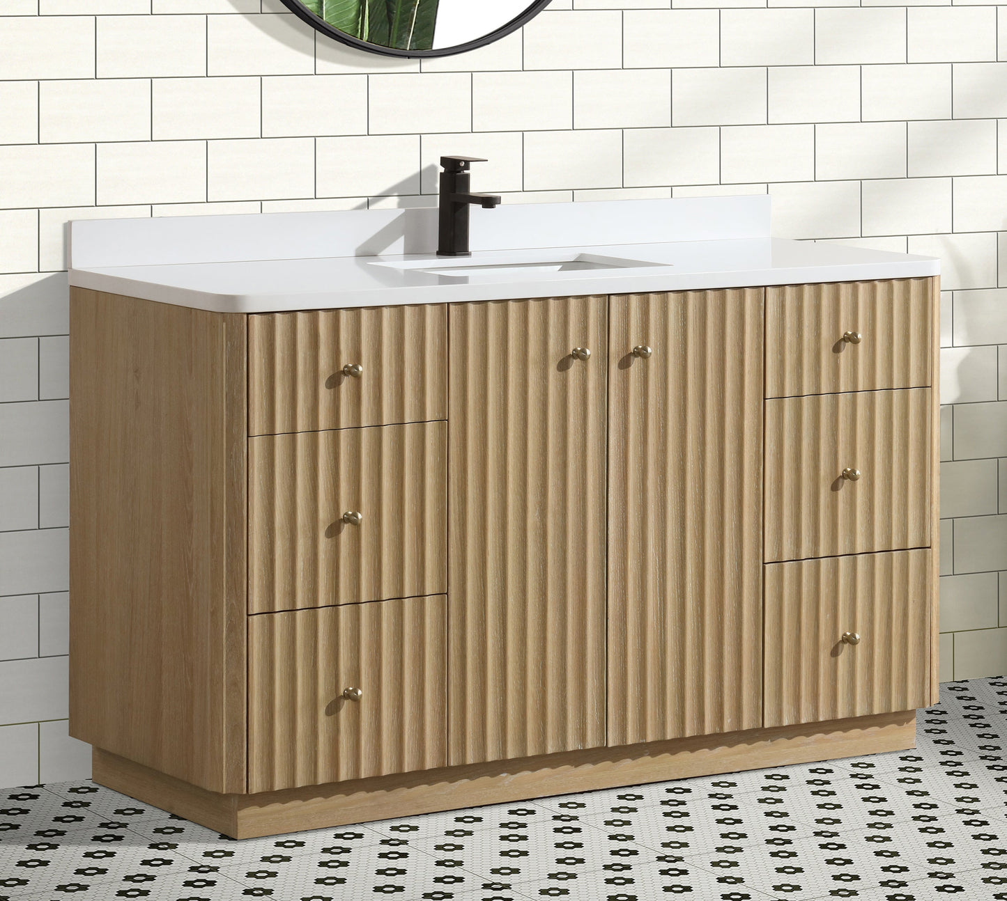 La Jolla 55" Bathroom Vanity Washed Oak