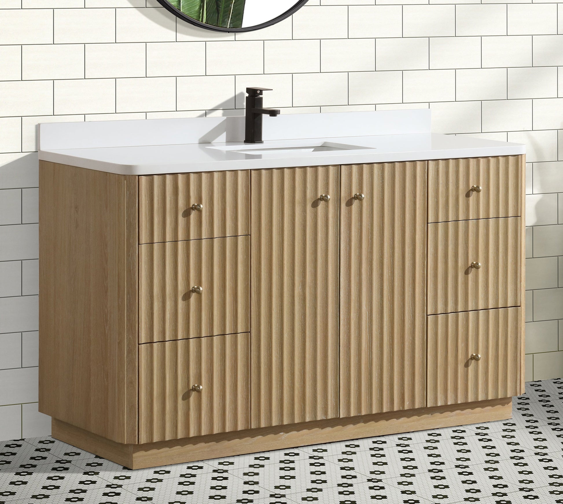 La Jolla 55" Bathroom Vanity Washed Oak