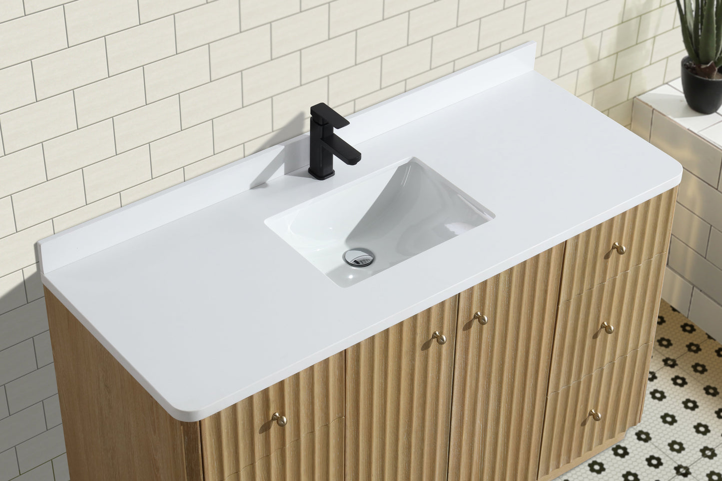 La Jolla 55" Bathroom Vanity Washed Oak