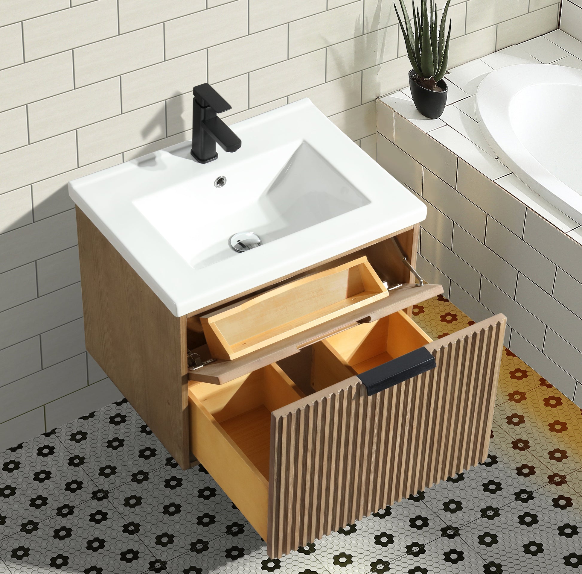 San Diego 24" Floating Bathroom Vanity Weathered Fir