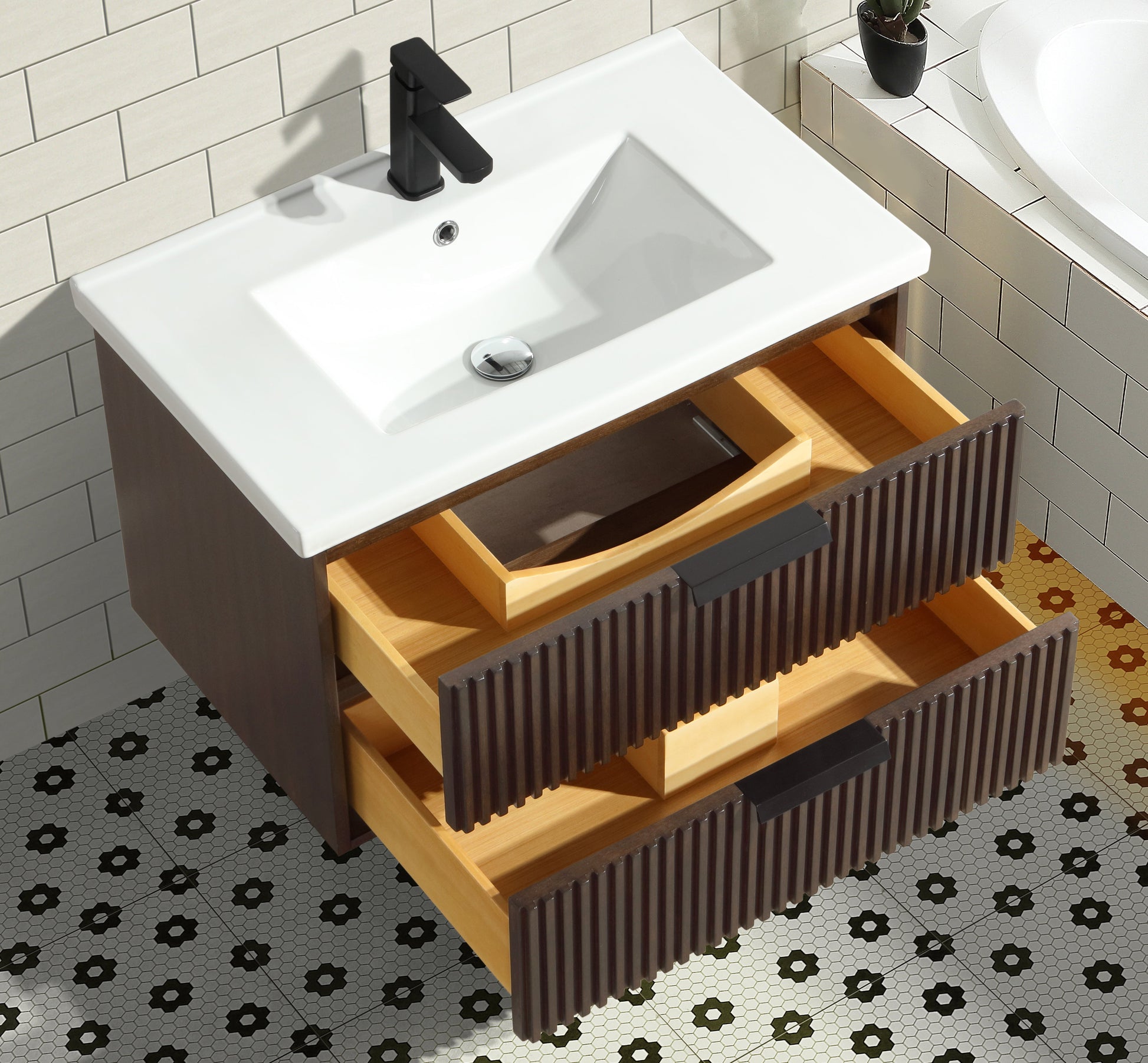 San Diego 30" Floating Bathroom Vanity Walnut