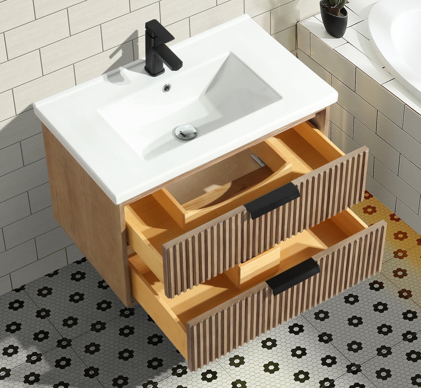 San Diego 30" Floating Bathroom Vanity Weathered Fir